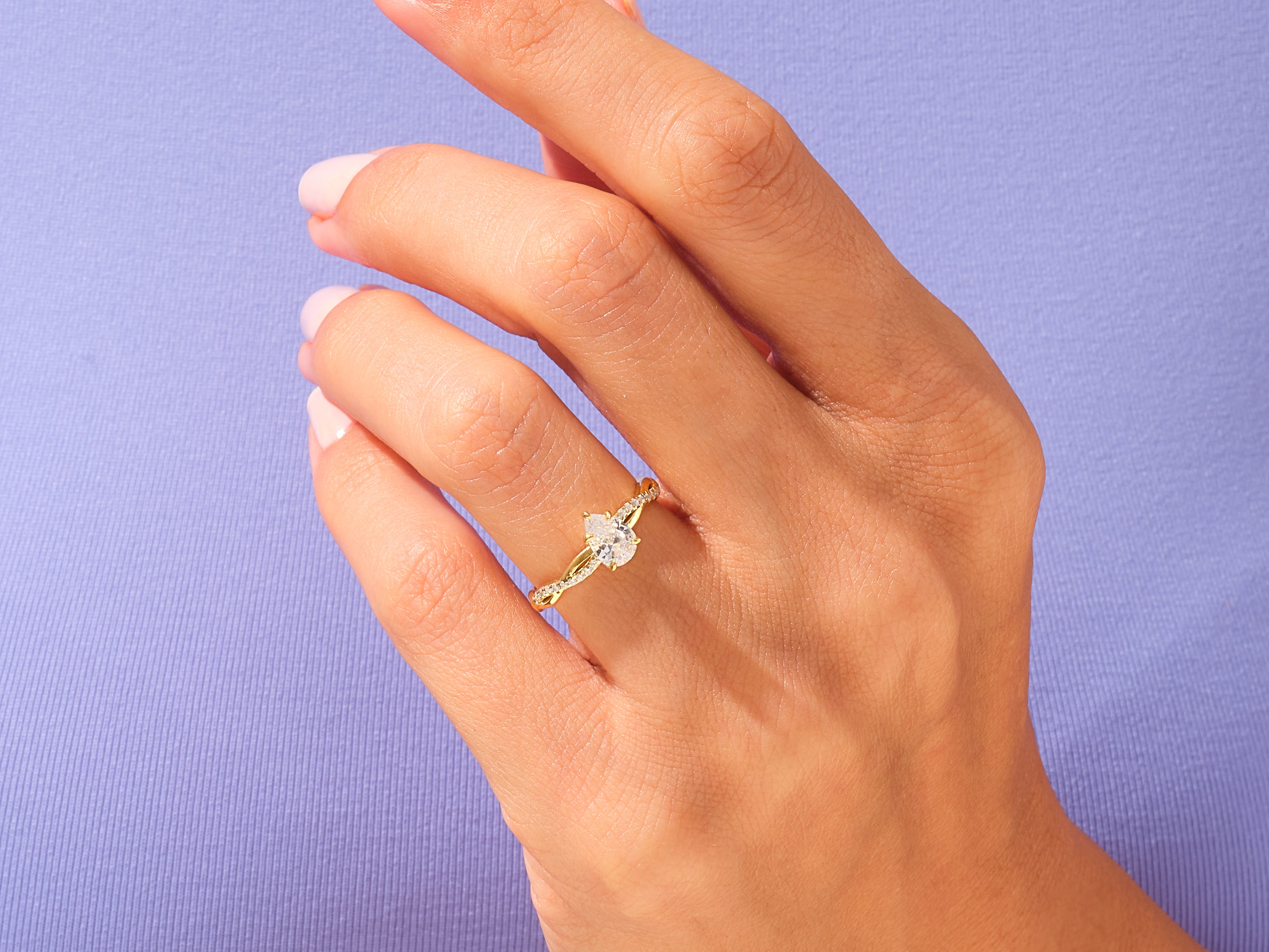 Pear Twisted Engagement Ring