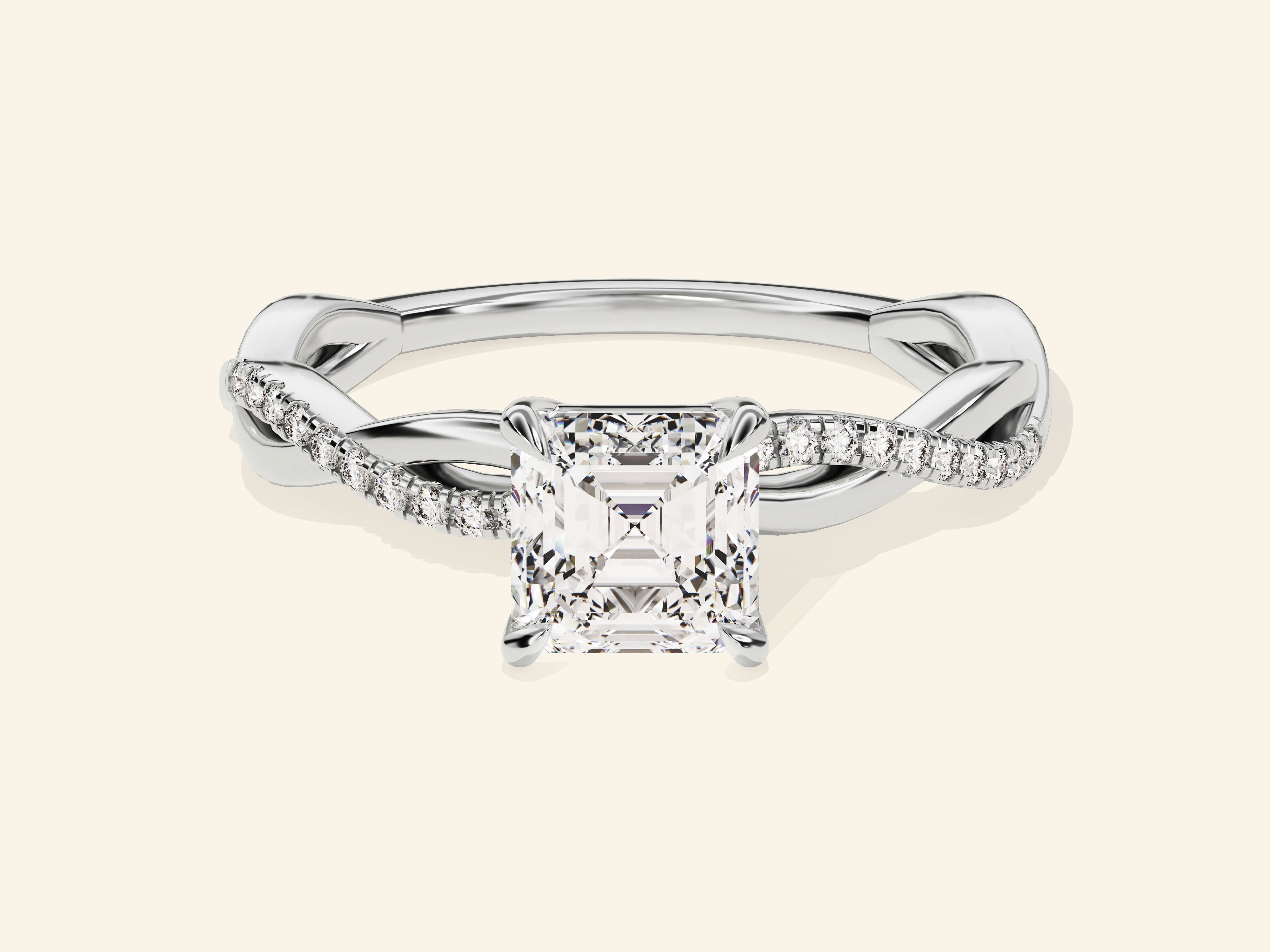 Asscher Twisted Engagement Ring