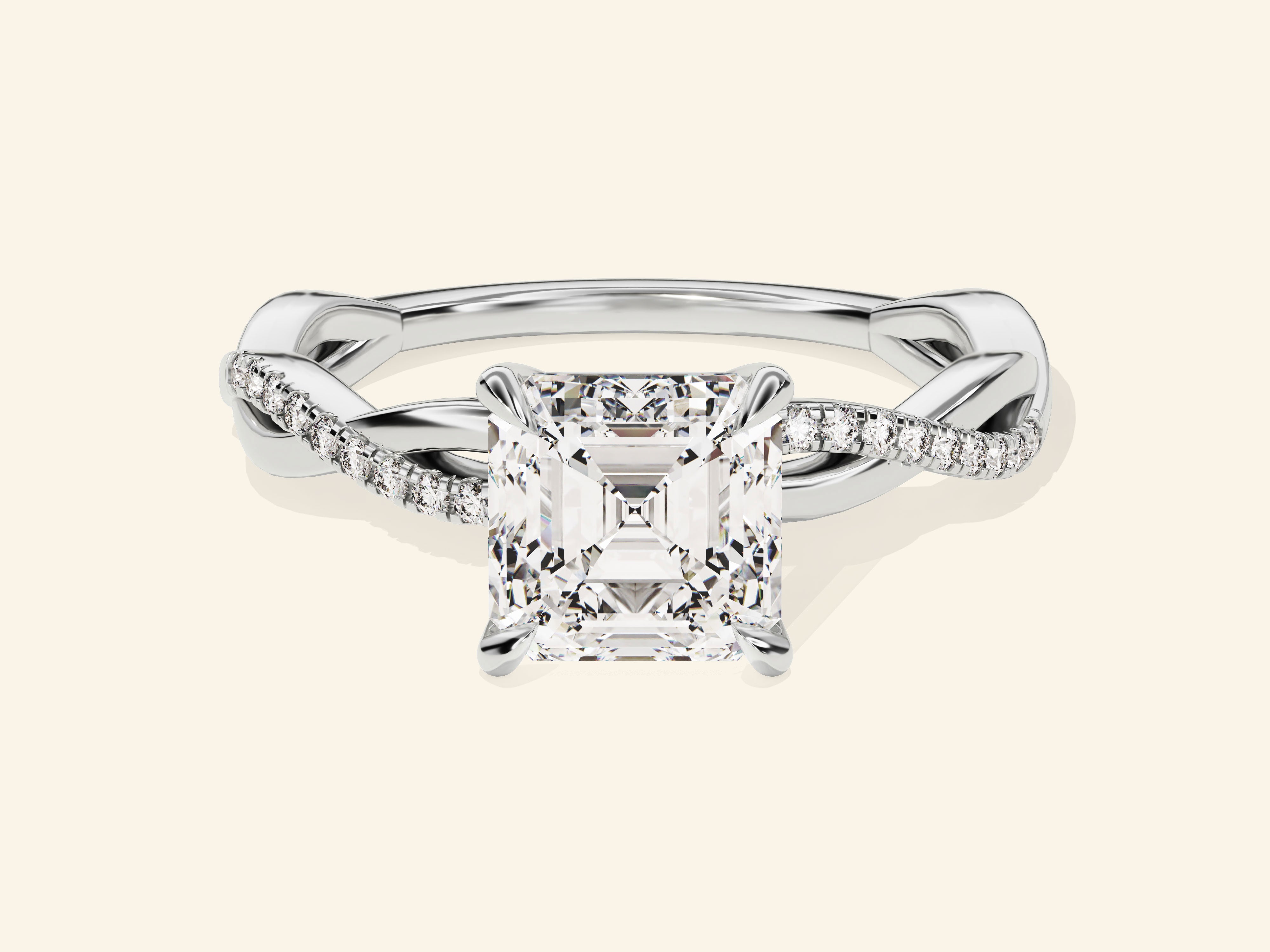 Asscher Twisted Engagement Ring
