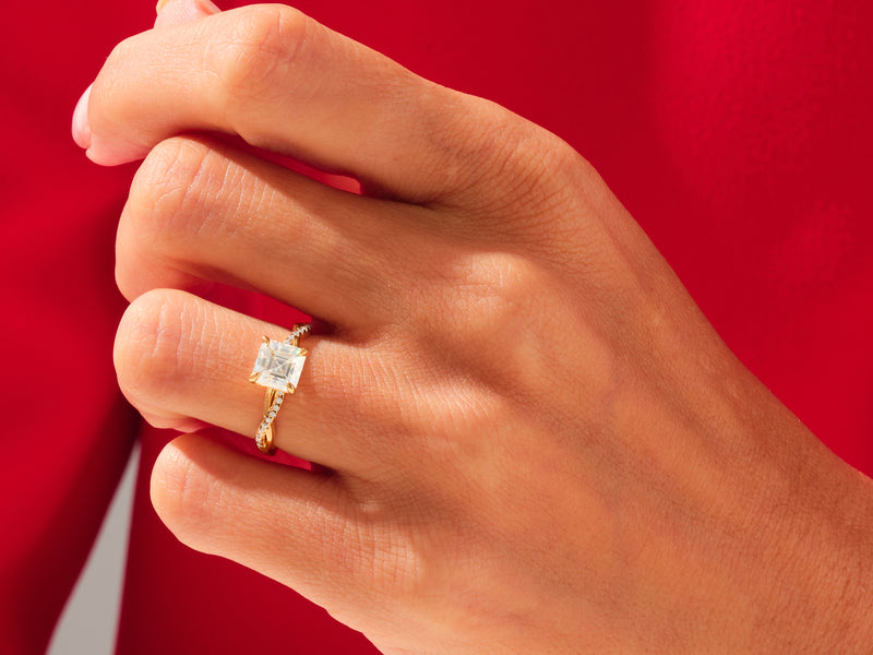 Asscher Twisted Engagement Ring
