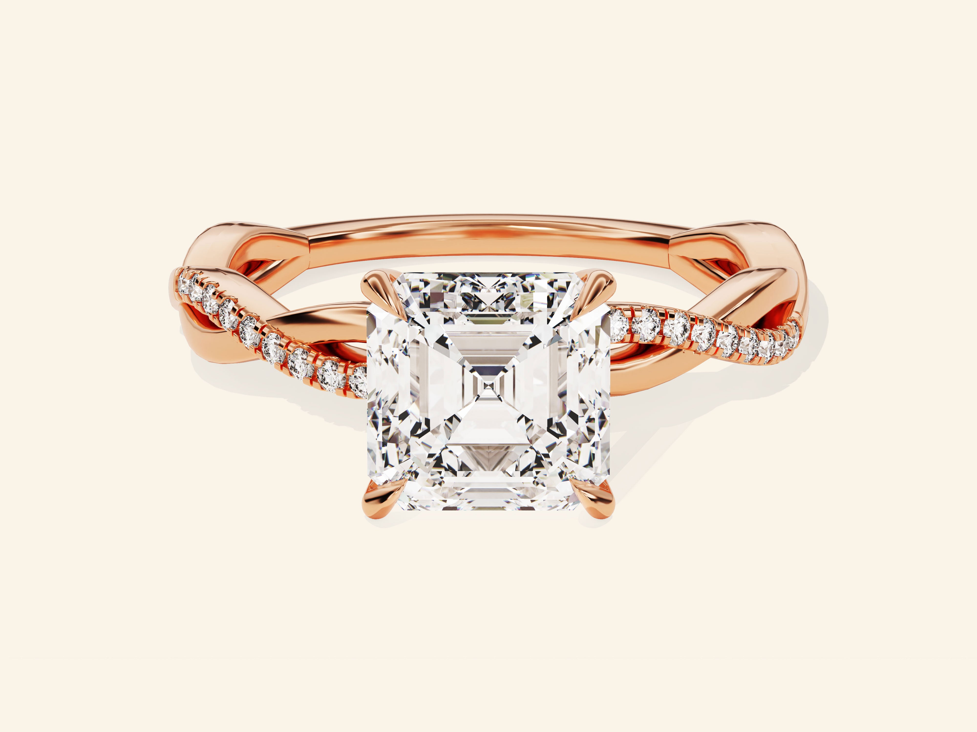 Asscher Twisted Engagement Ring