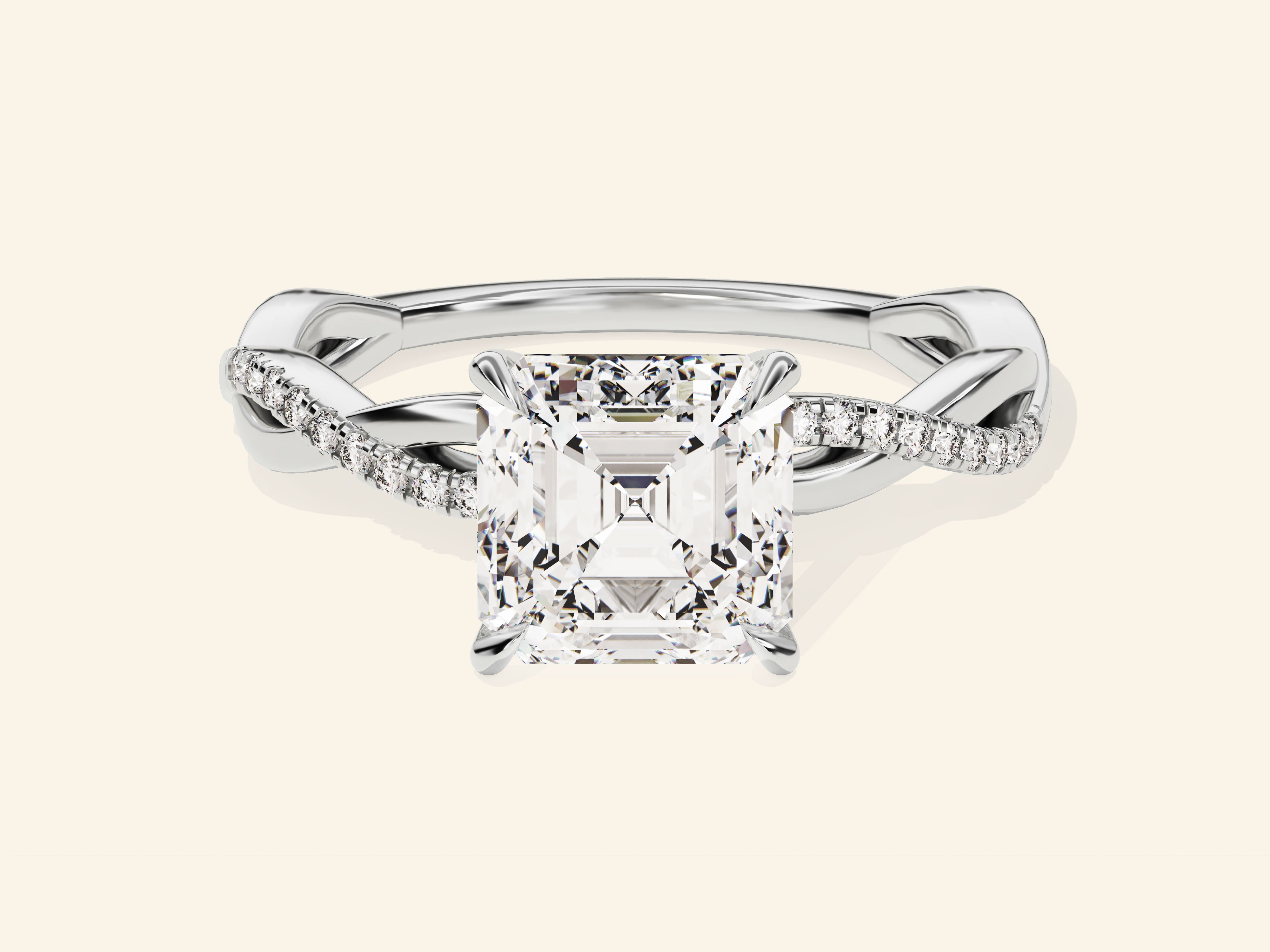 Asscher Twisted Engagement Ring