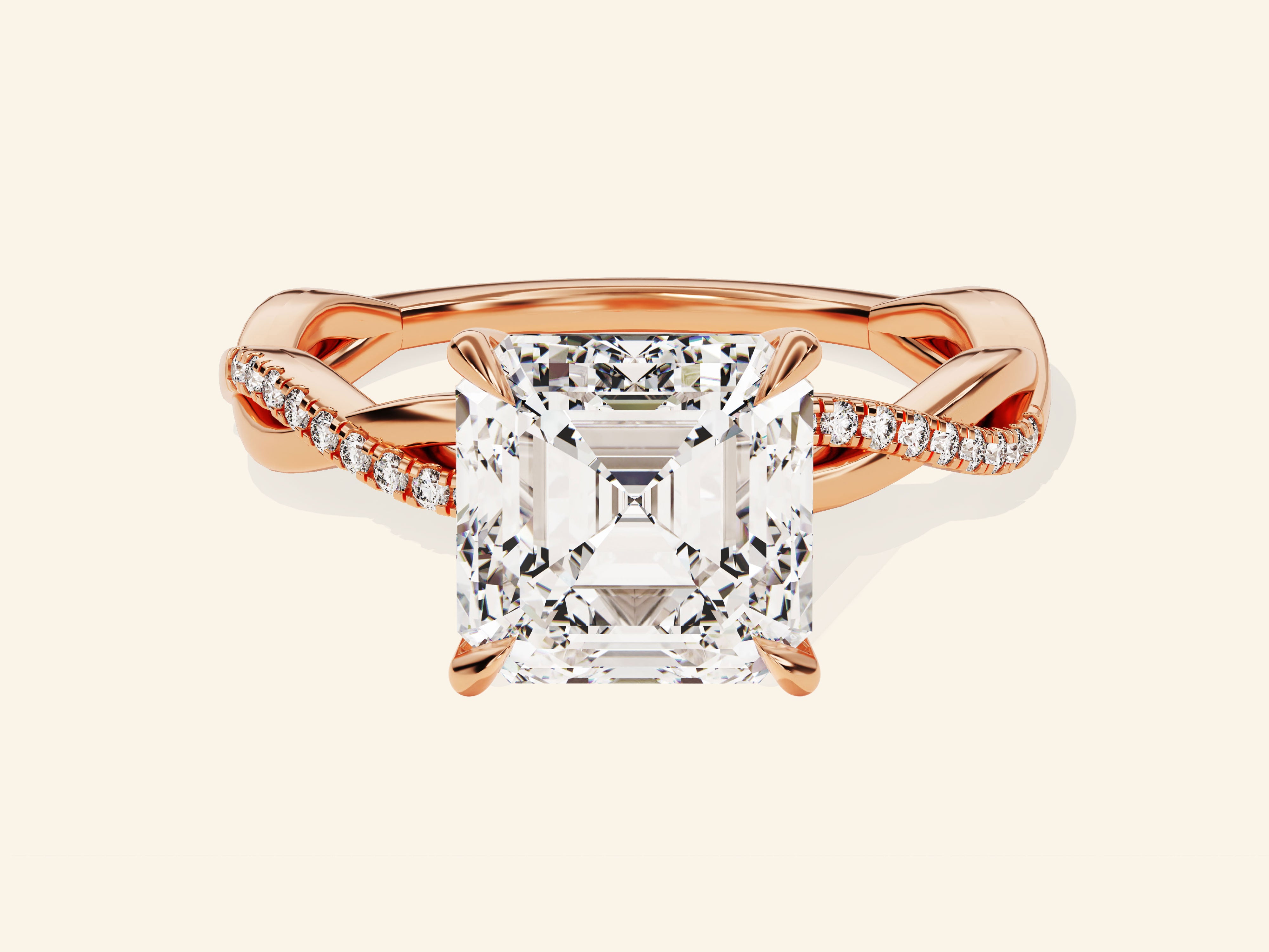 Asscher Twisted Engagement Ring