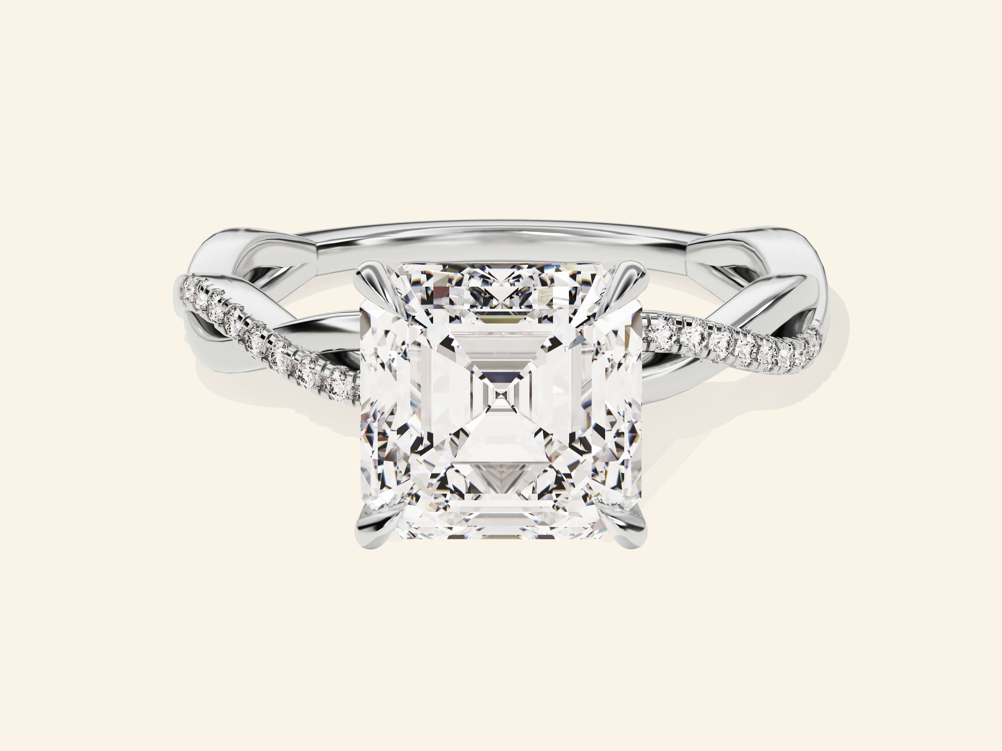 Asscher Twisted Engagement Ring
