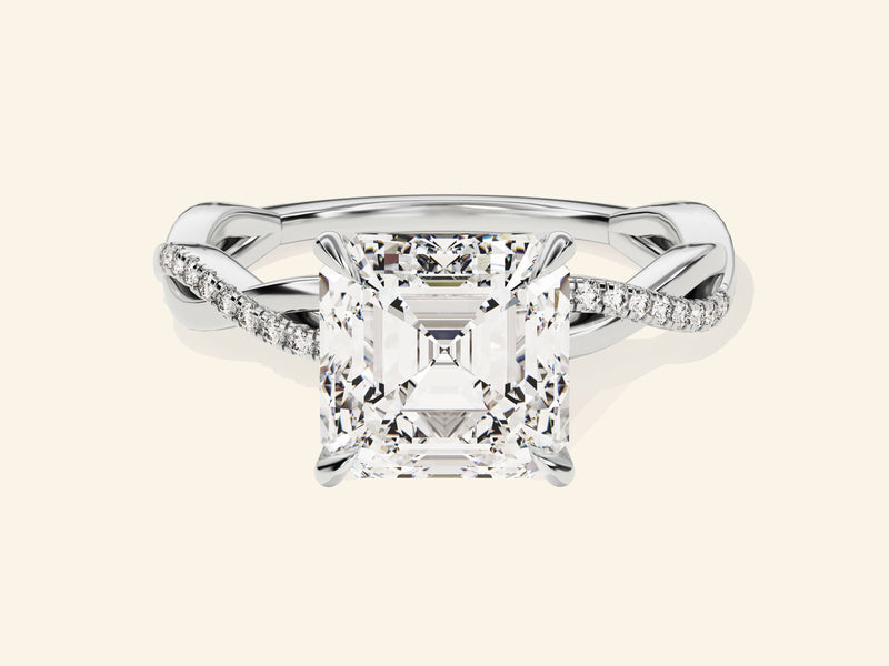 Asscher Twisted Engagement Ring
