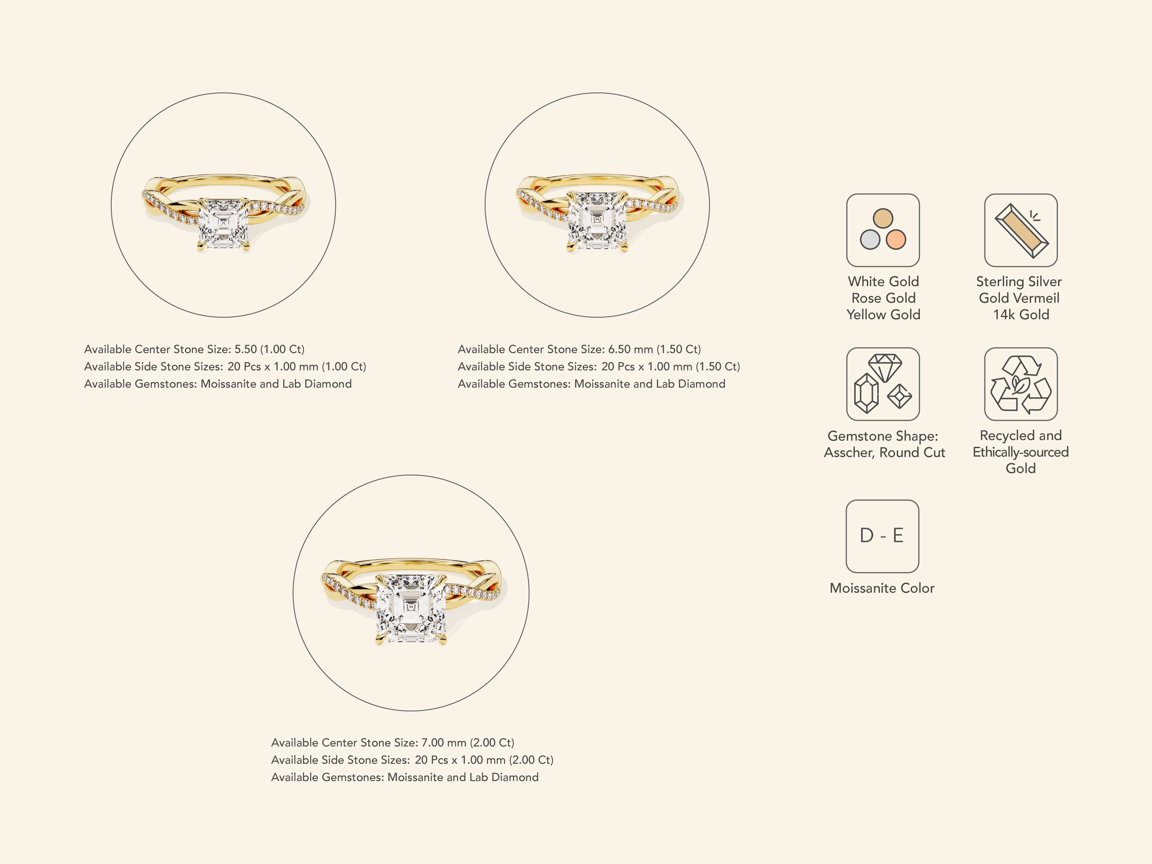 Asscher Twisted Engagement Ring