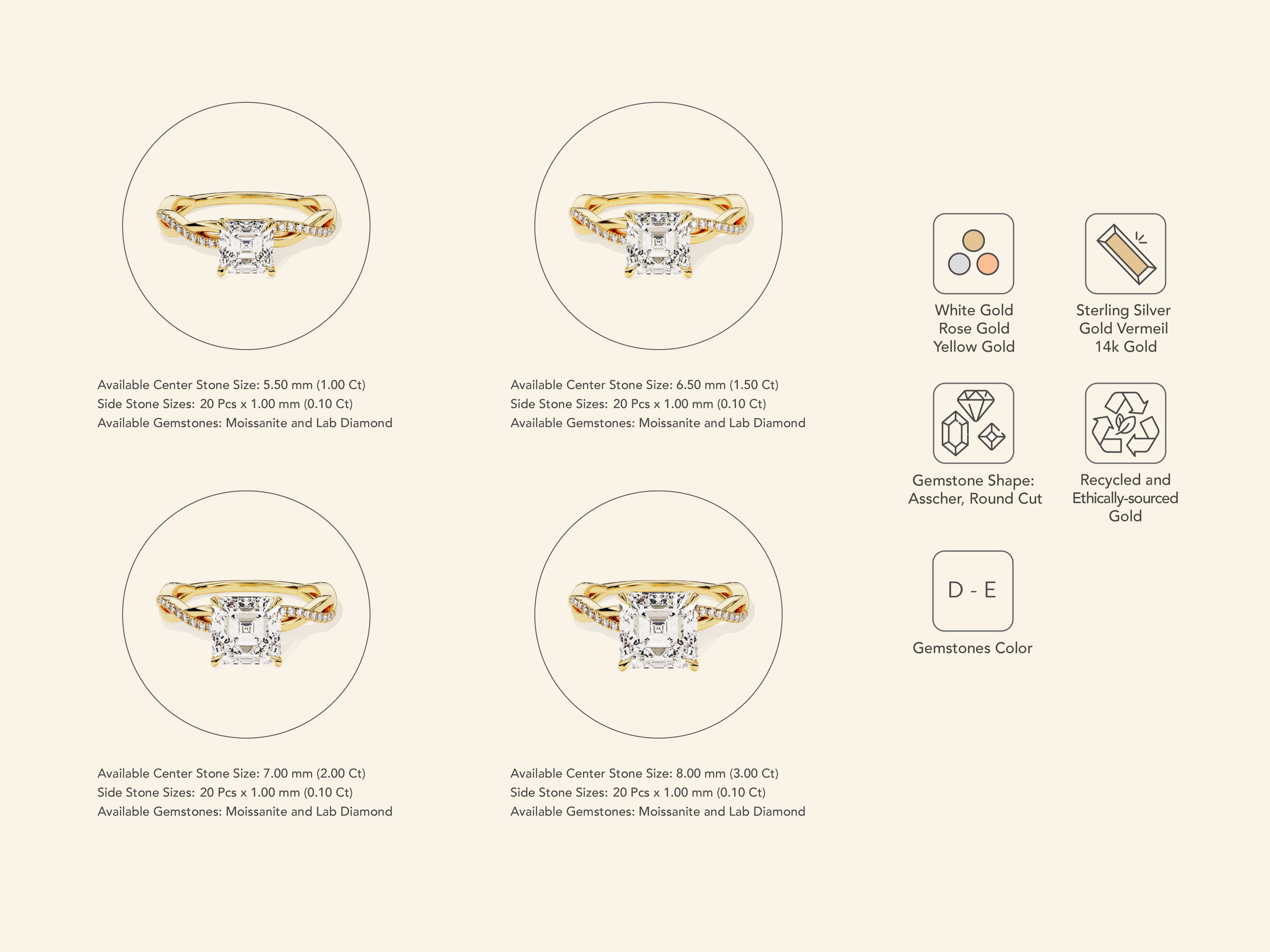 Asscher Twisted Engagement Ring