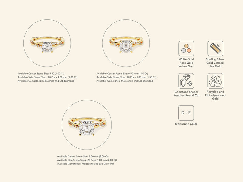 Asscher Twisted Engagement Ring