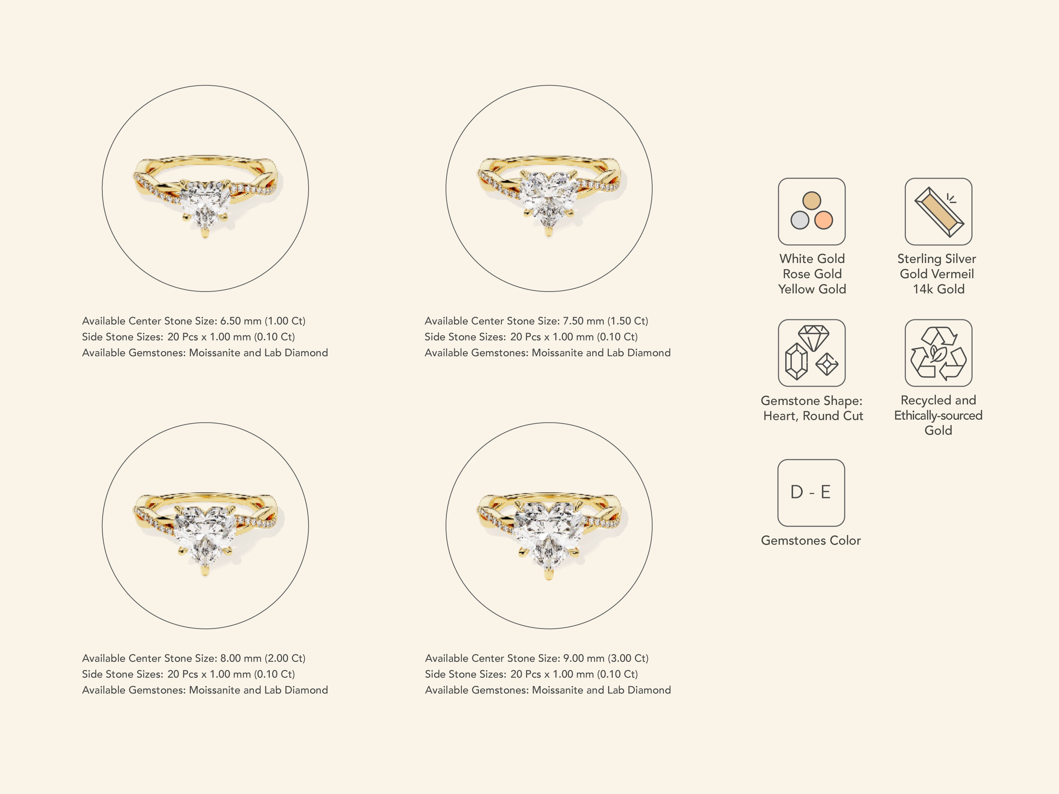 Heart Twisted Engagement Ring