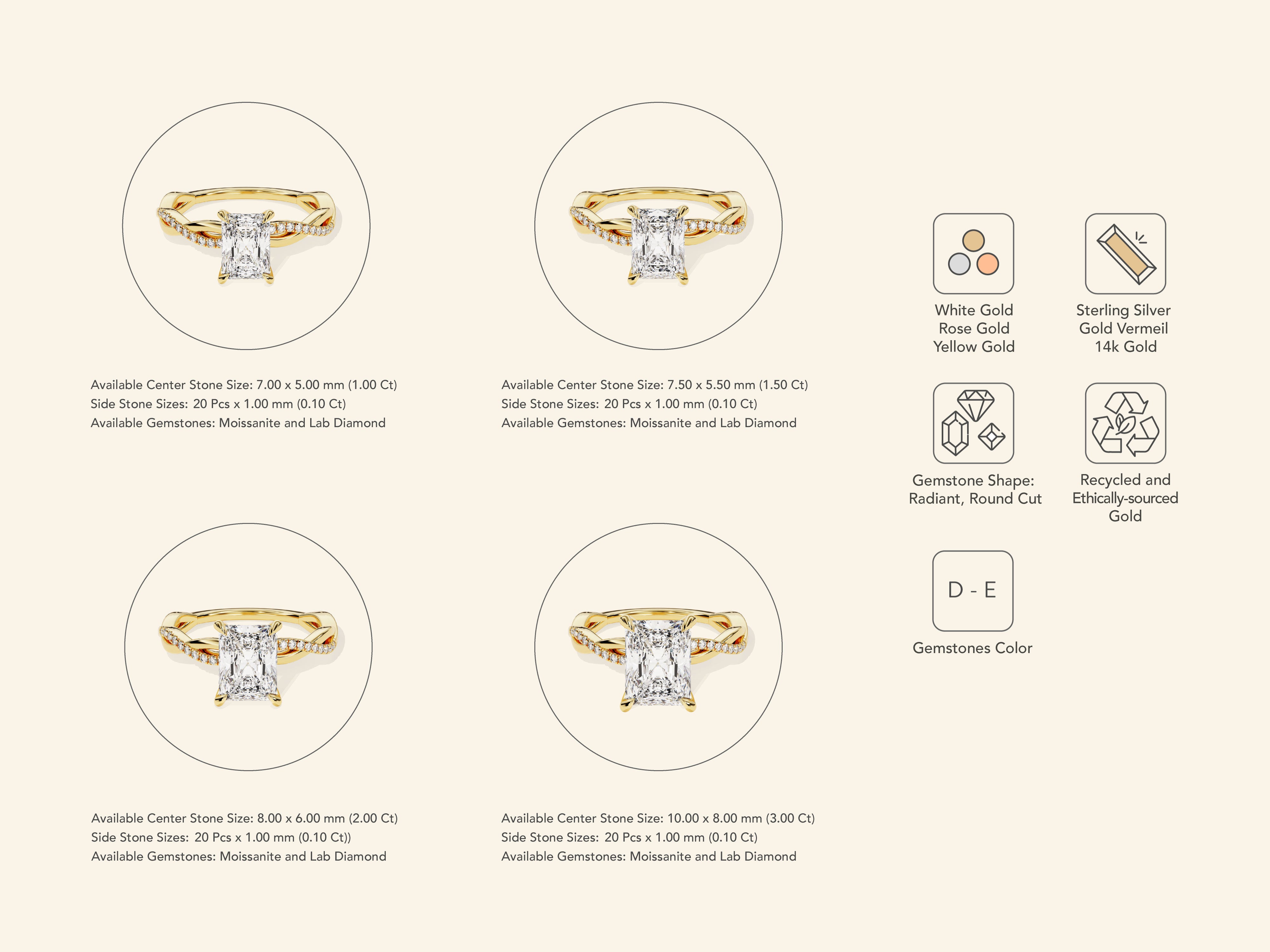 Radiant Twisted Engagement Ring