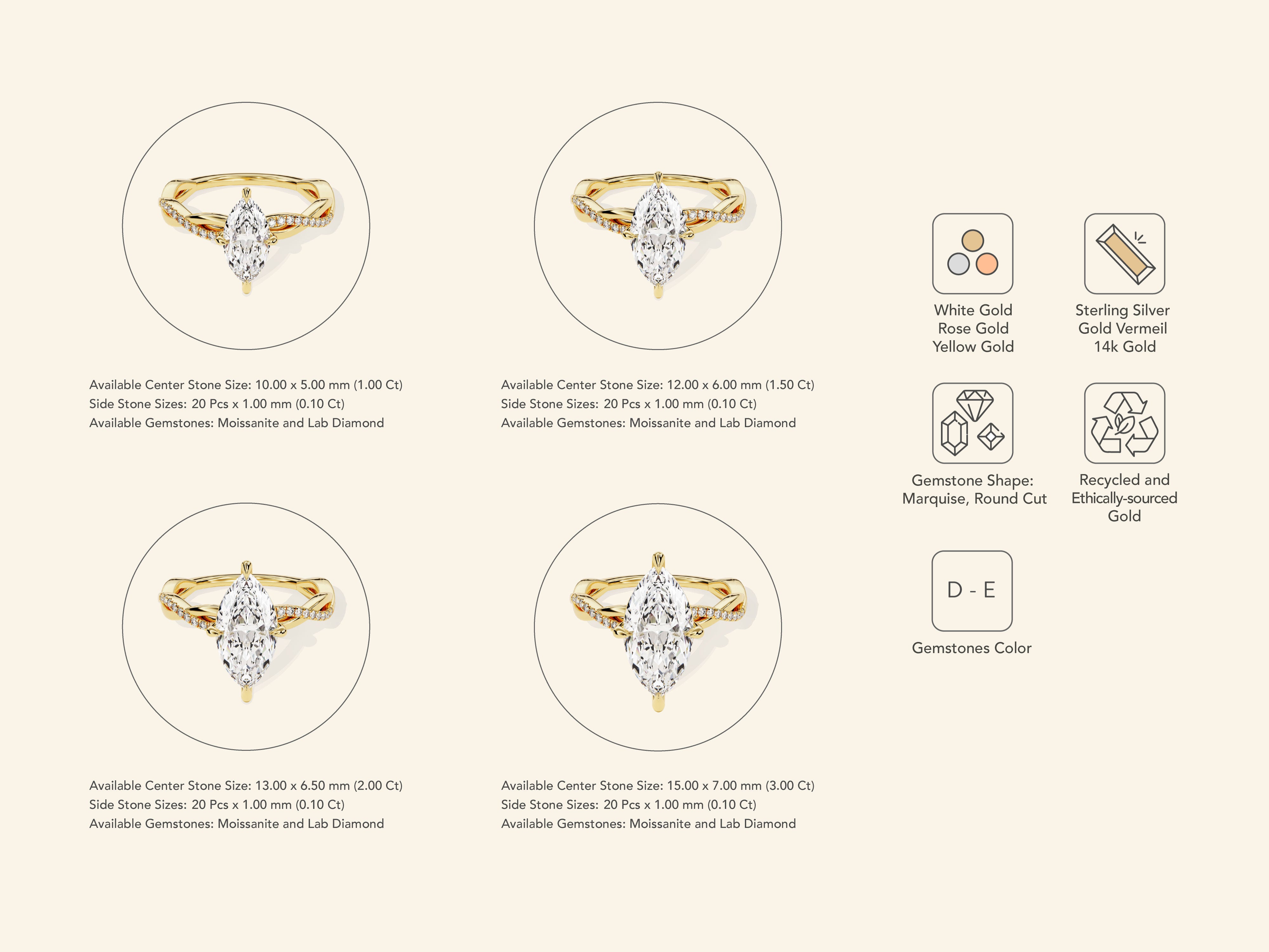 Marquise Twisted Engagement Ring