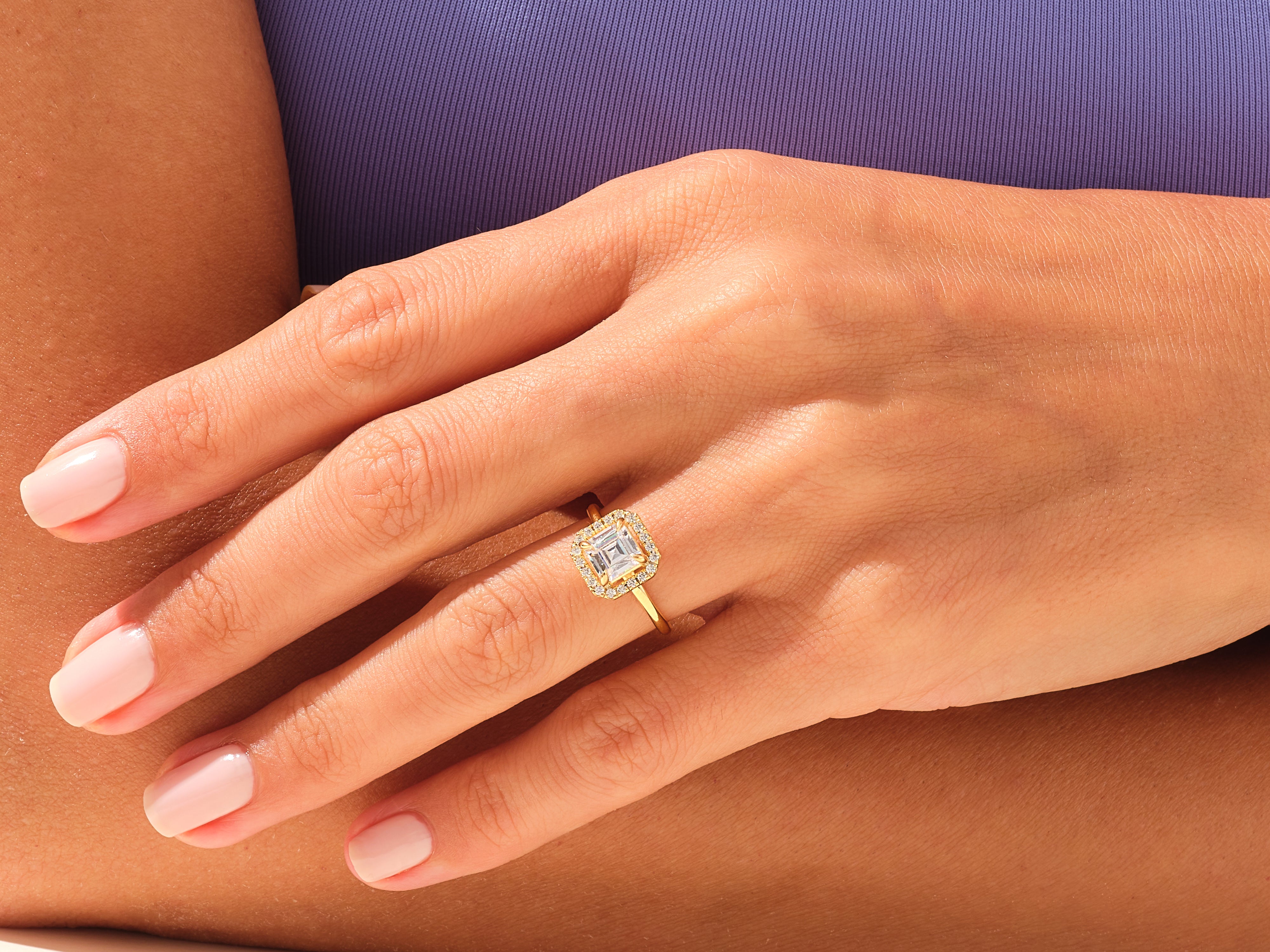 Asscher Halo Engagement Ring