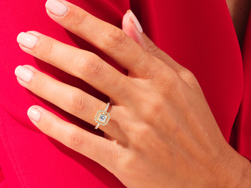 Asscher Halo Engagement Ring