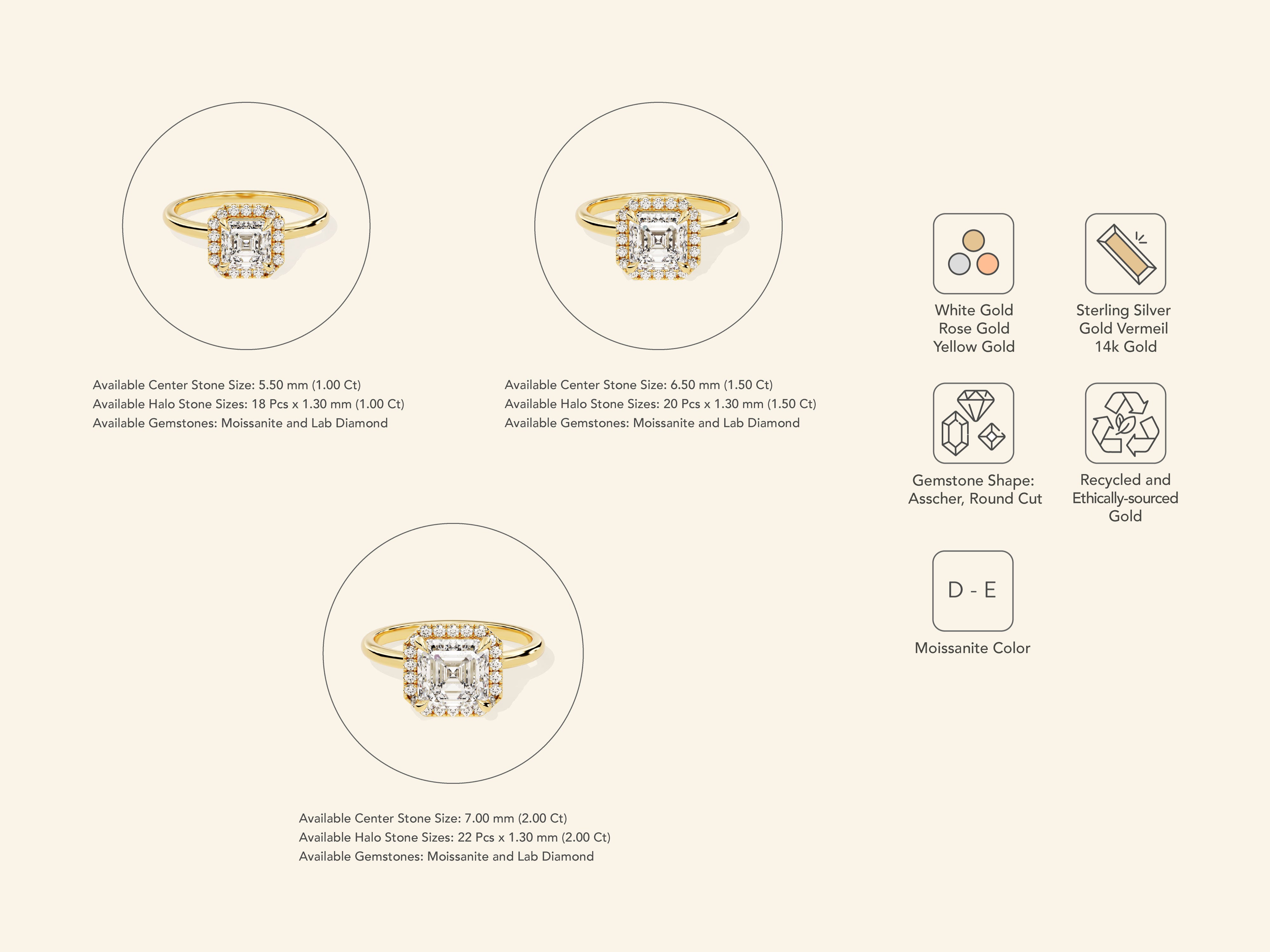 Asscher Halo Engagement Ring