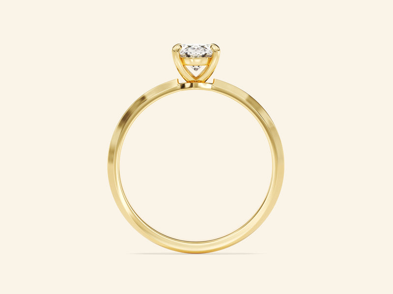 Knife Edge Oval Engagement Ring