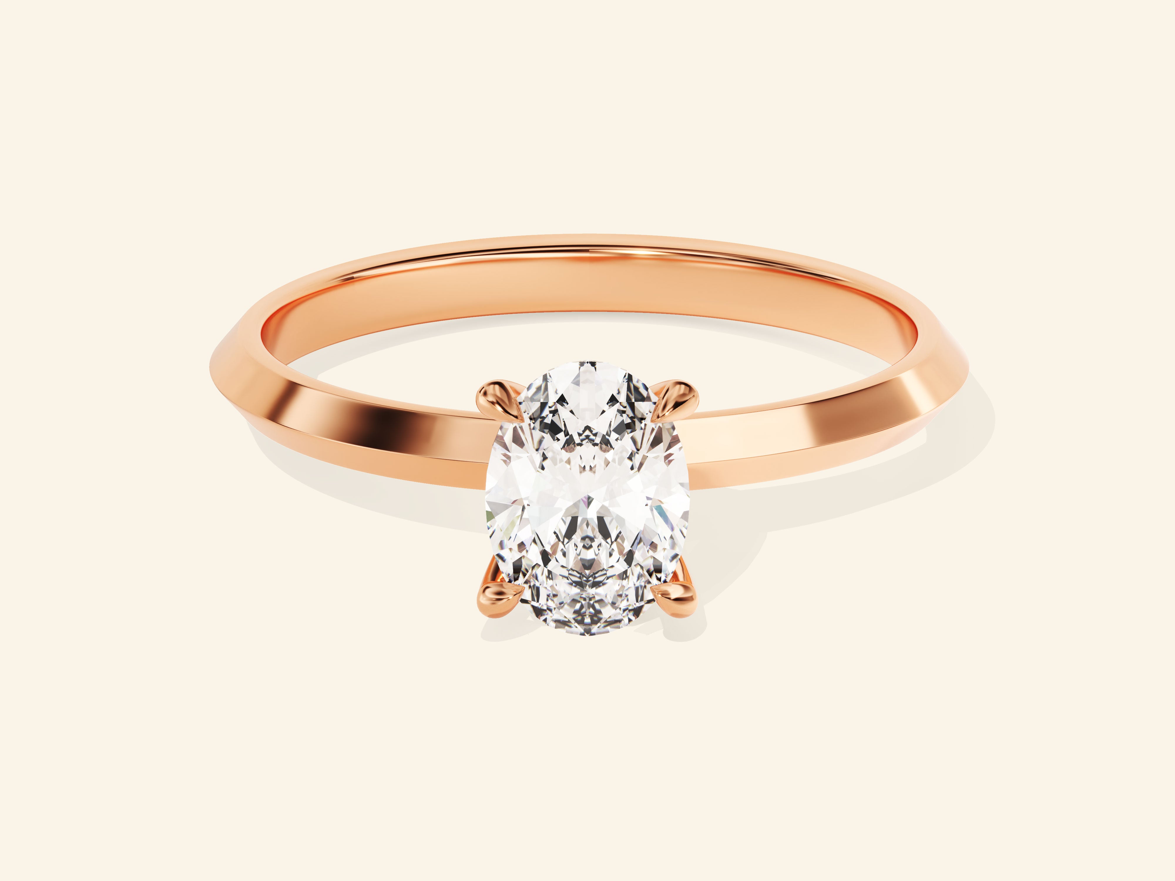 Knife Edge Oval Engagement Ring
