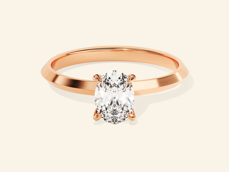Knife Edge Oval Engagement Ring