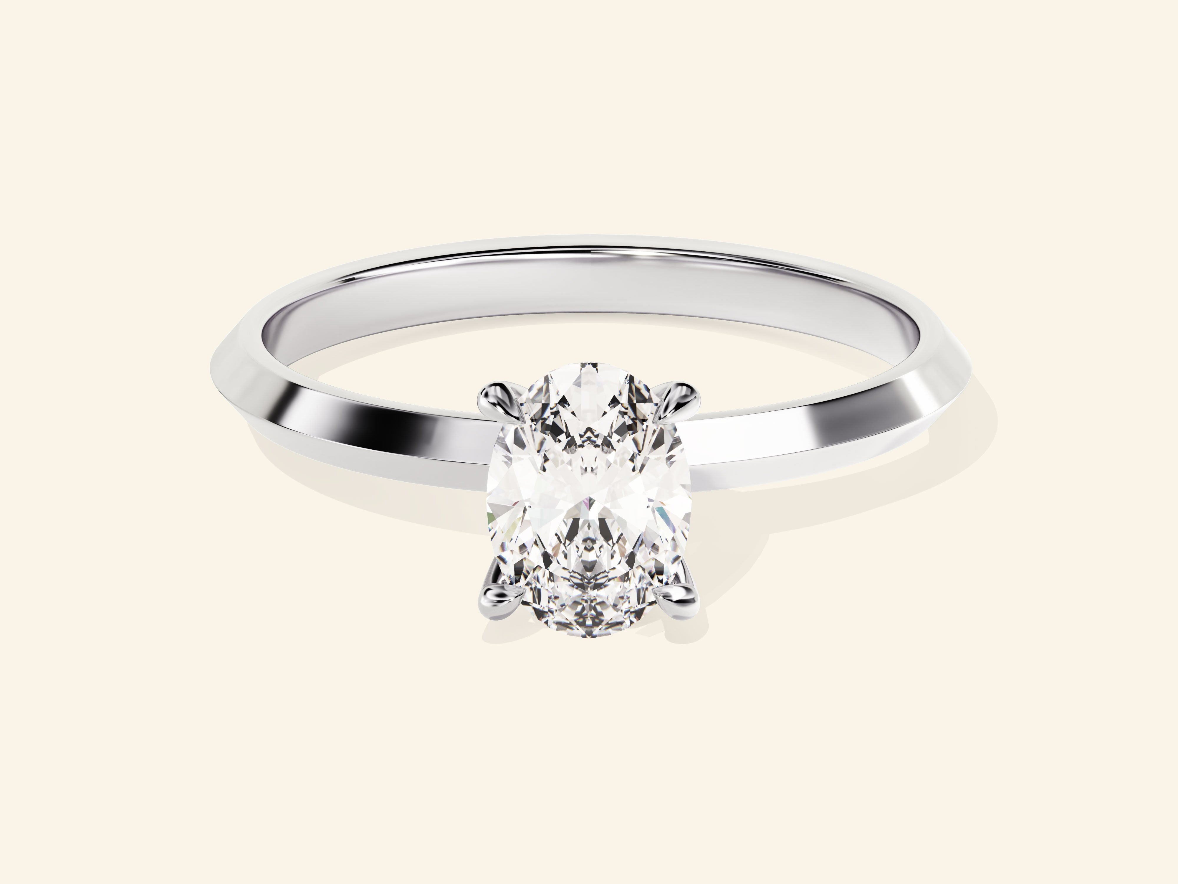 Knife Edge Oval Engagement Ring