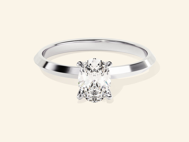 Knife Edge Oval Engagement Ring