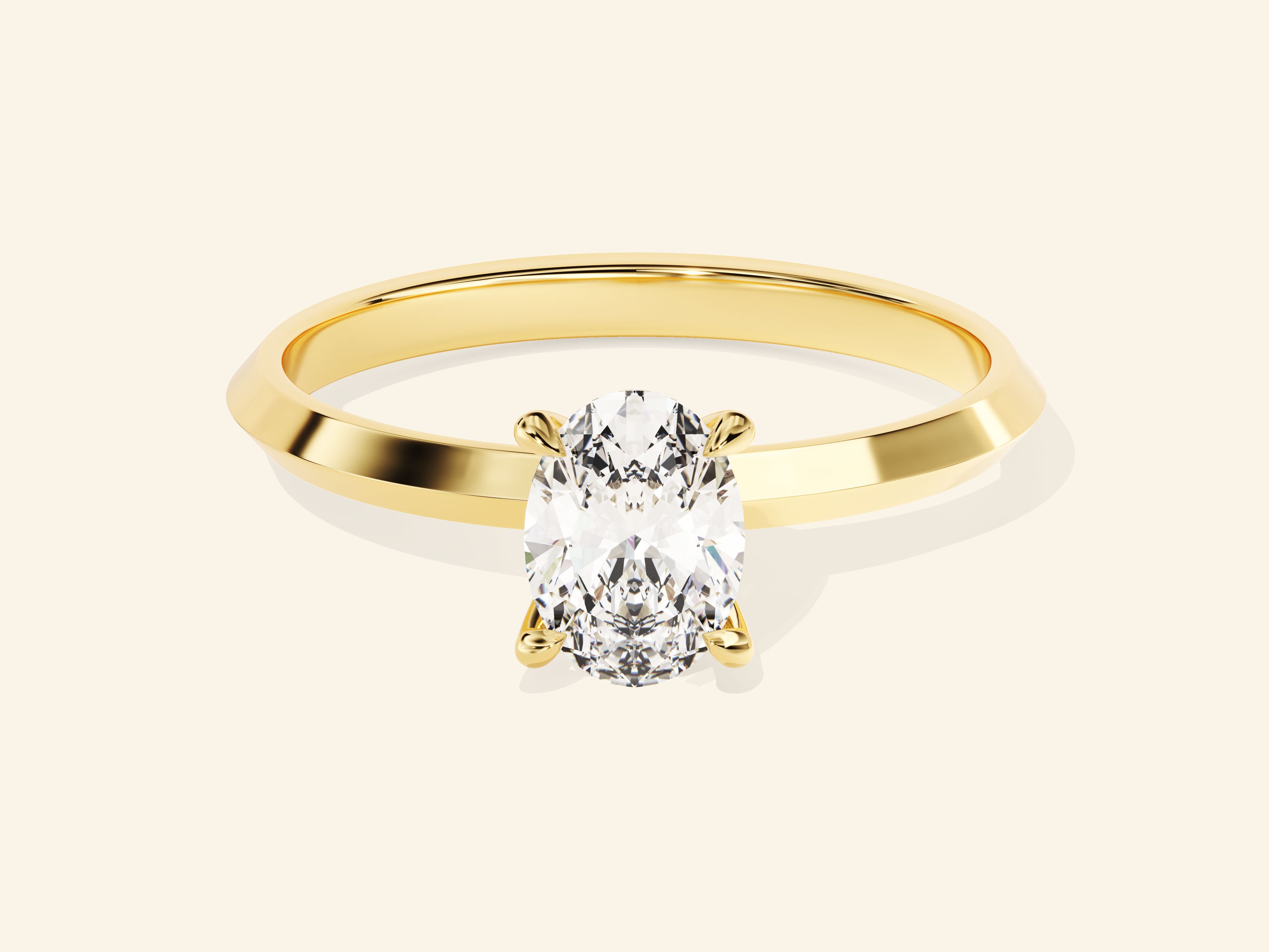Knife Edge Oval Engagement Ring