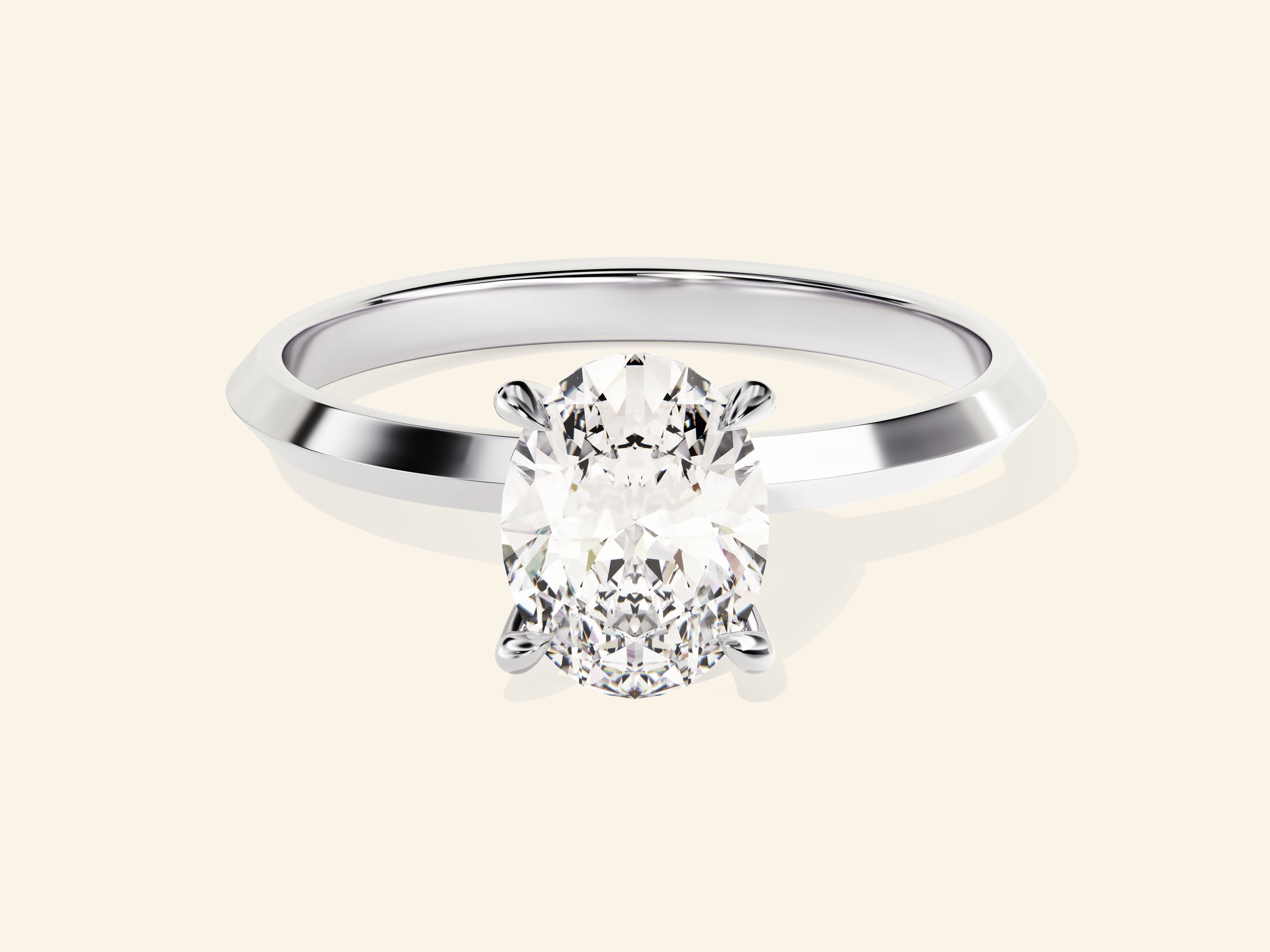 Knife Edge Oval Engagement Ring