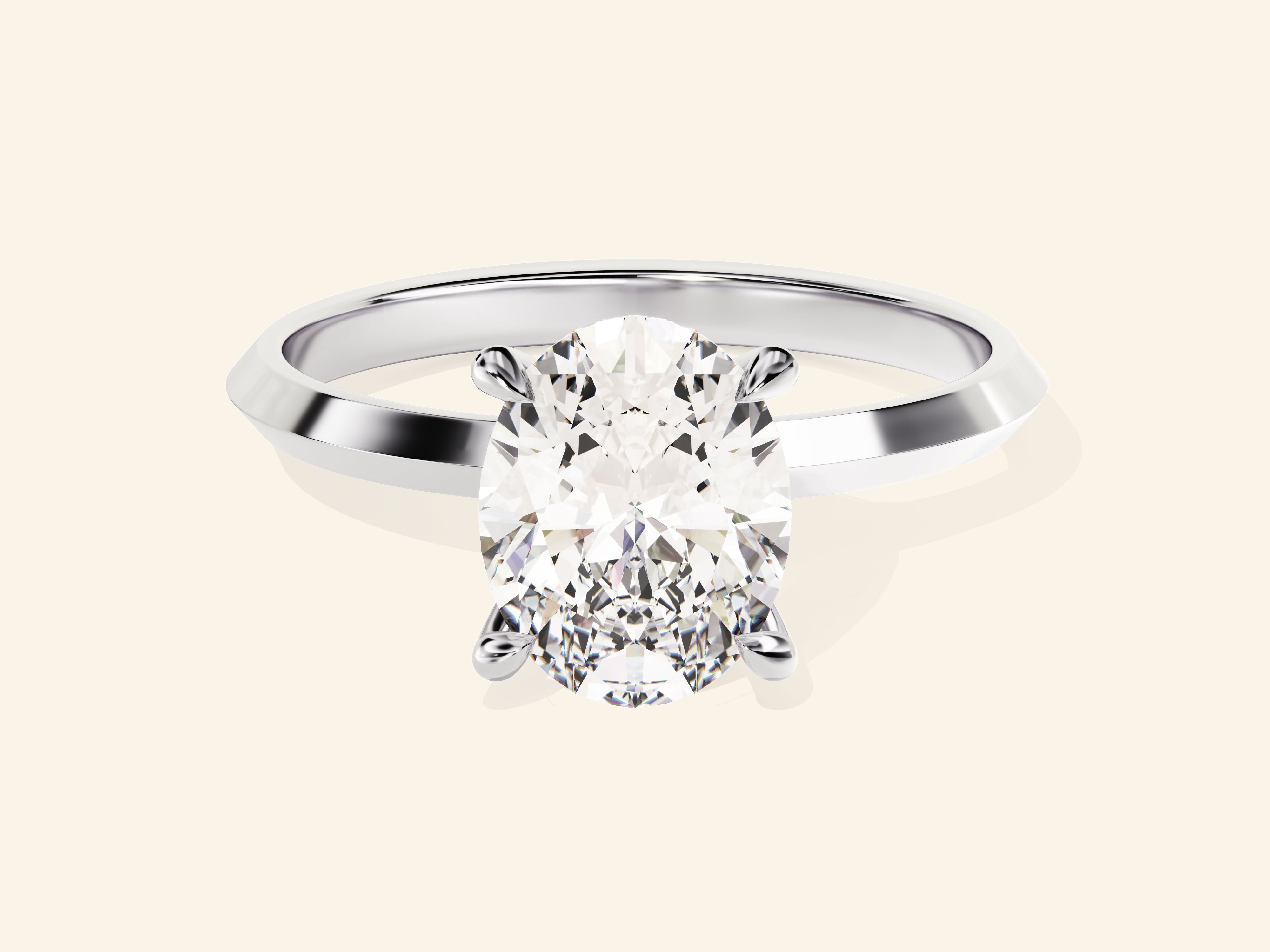 Knife Edge Oval Engagement Ring