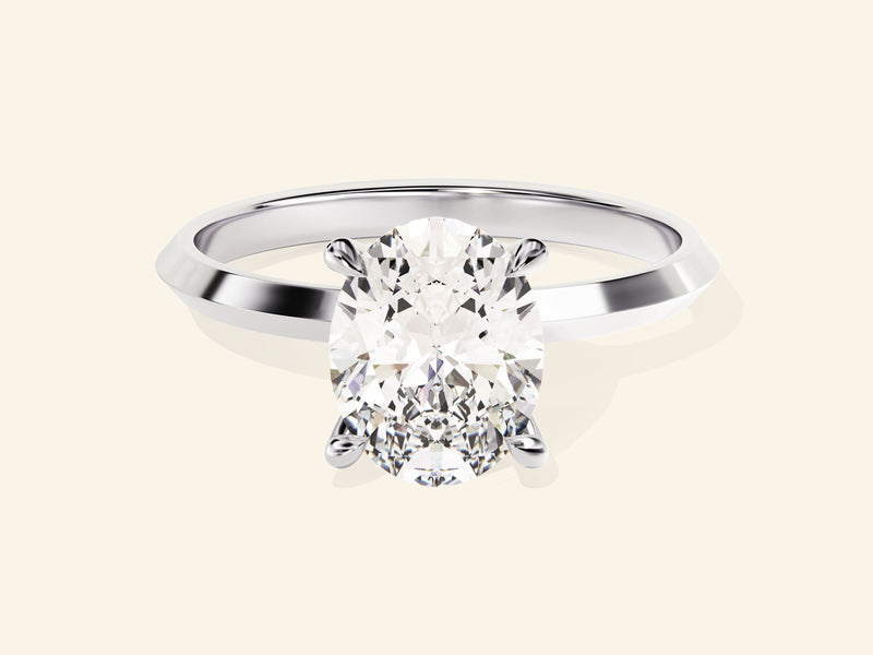 Knife Edge Oval Engagement Ring