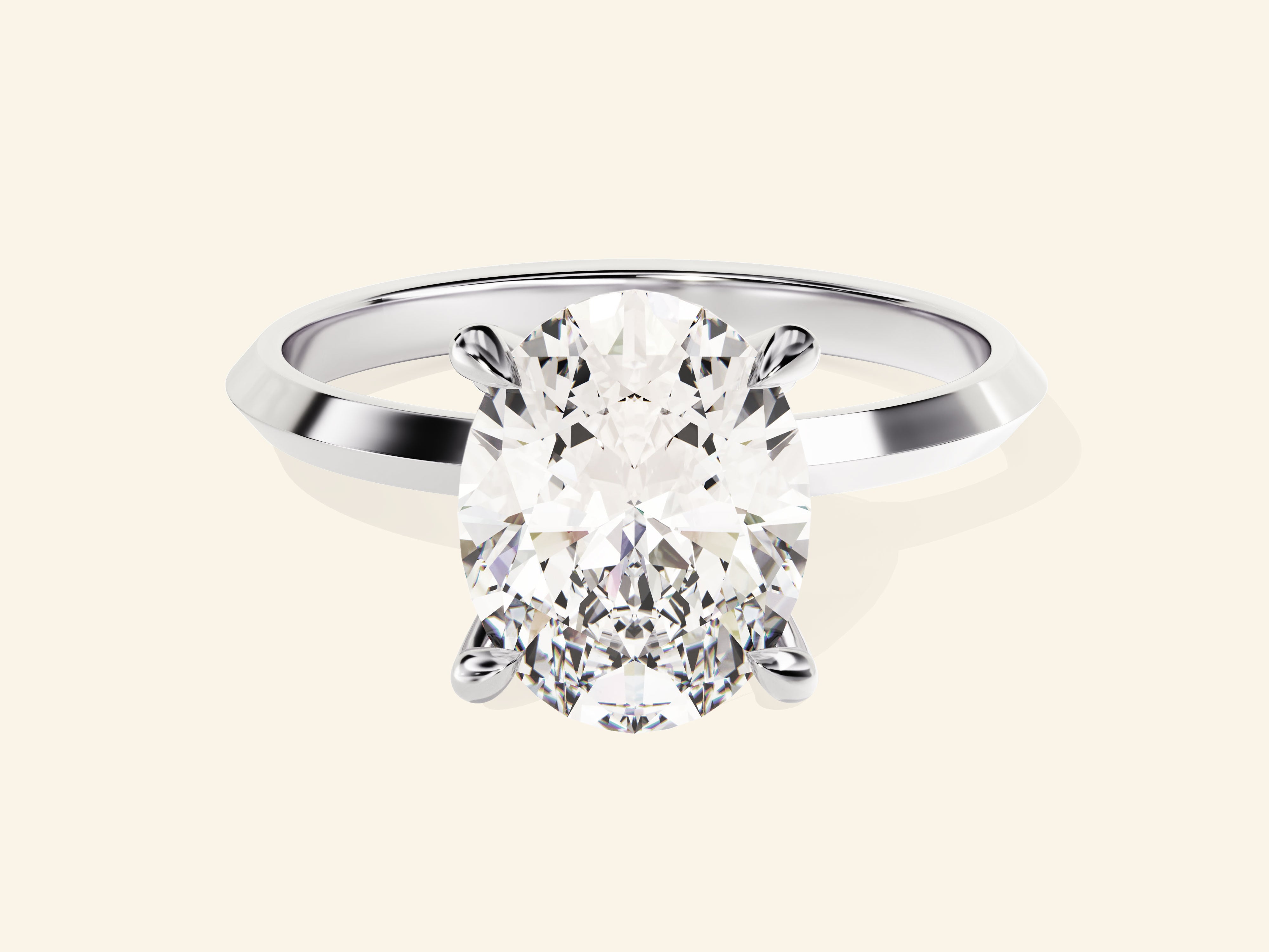 Knife Edge Oval Engagement Ring