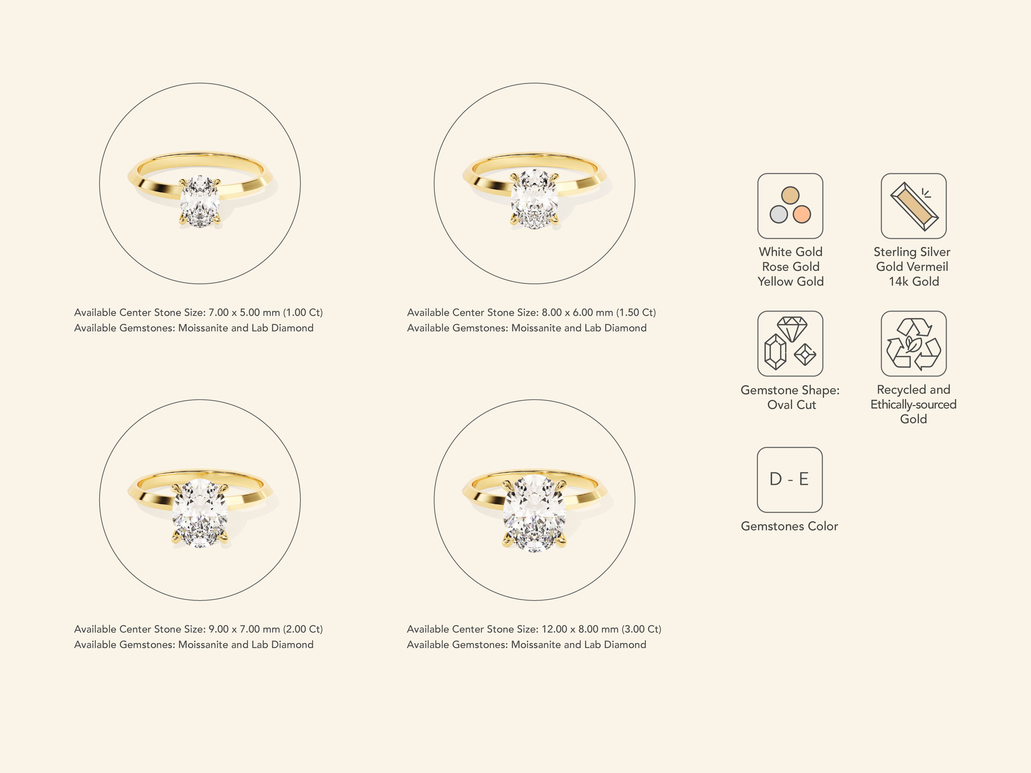 Knife Edge Oval Engagement Ring