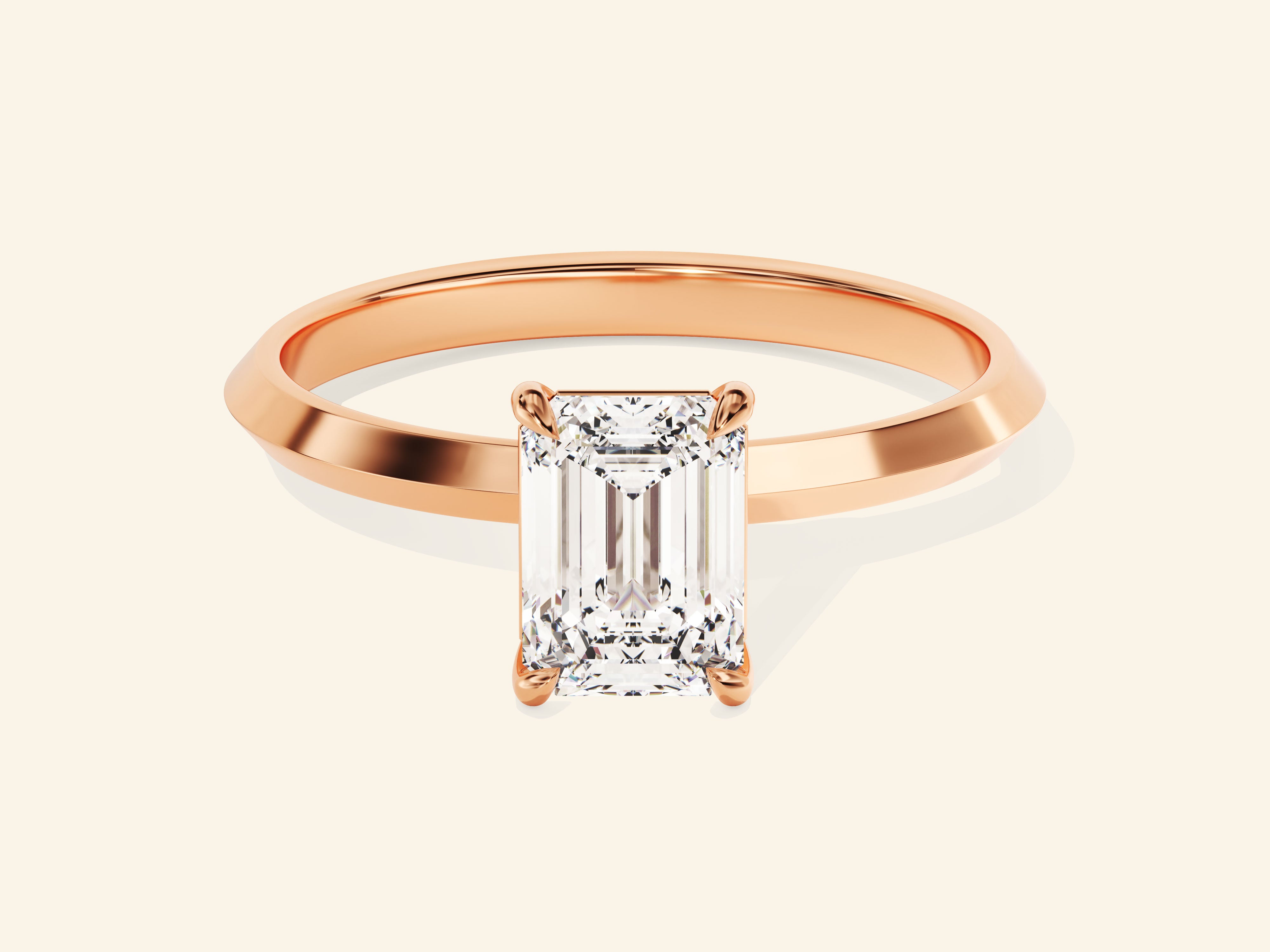 Knife Edge Emerald Engagement Ring
