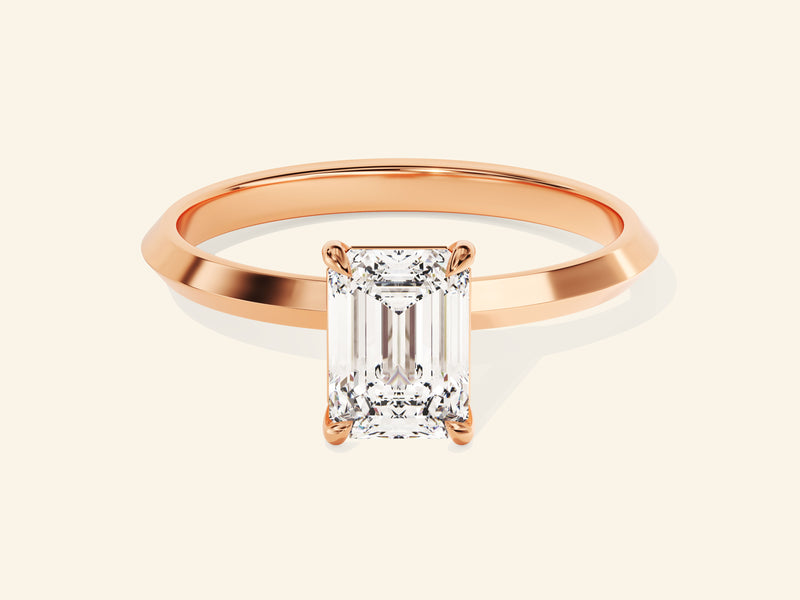 Knife Edge Emerald Engagement Ring