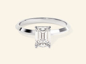 Knife Edge Emerald Engagement Ring