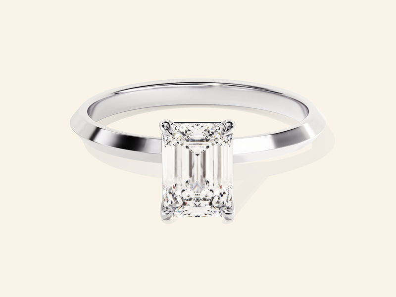 Knife Edge Emerald Engagement Ring