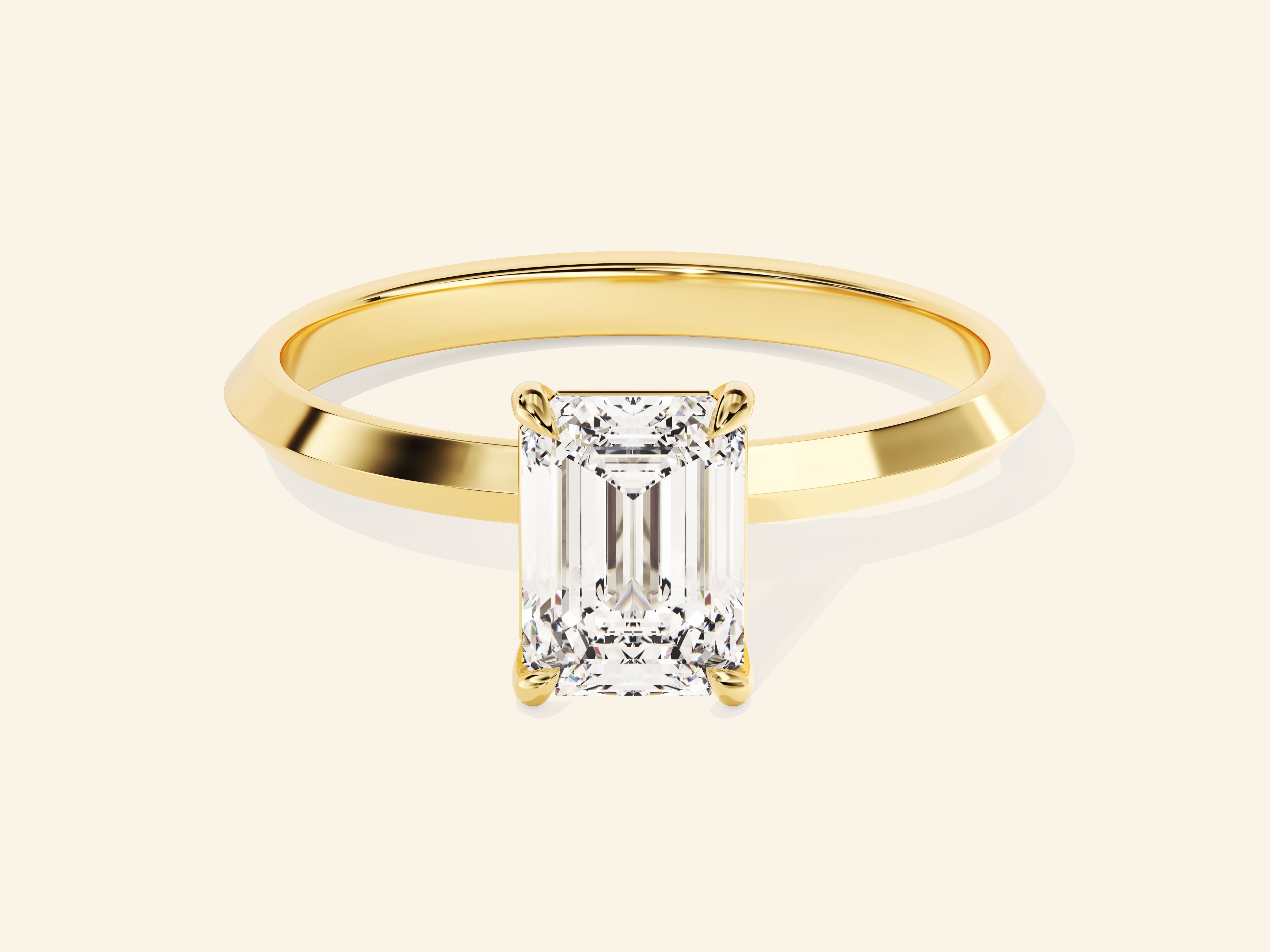 Knife Edge Emerald Engagement Ring