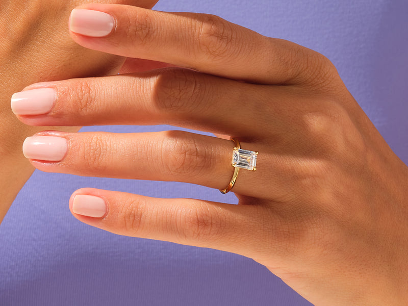 Knife Edge Emerald Engagement Ring