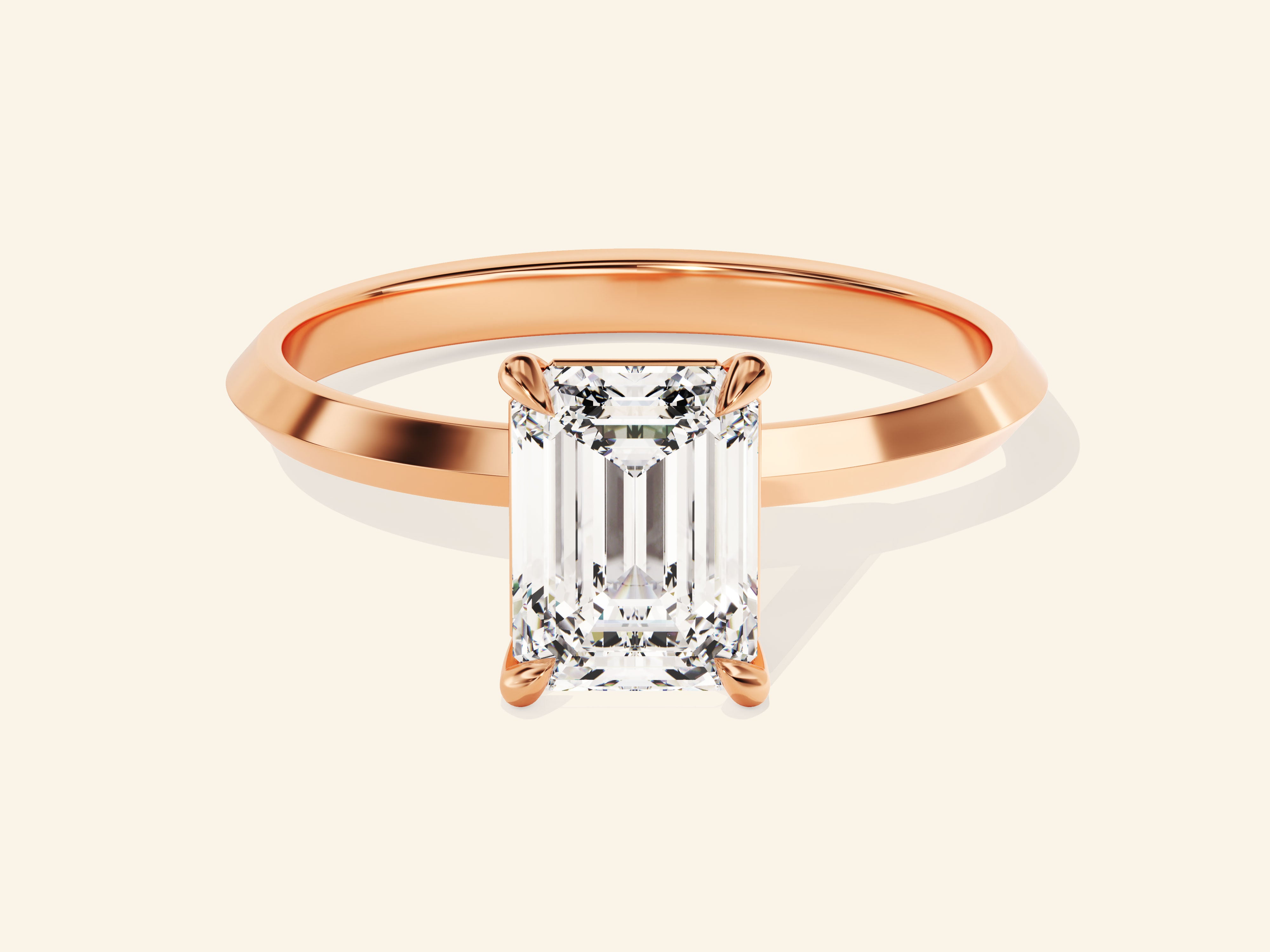 Knife Edge Emerald Engagement Ring
