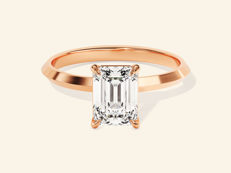 Knife Edge Emerald Engagement Ring