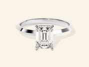 Knife Edge Emerald Engagement Ring