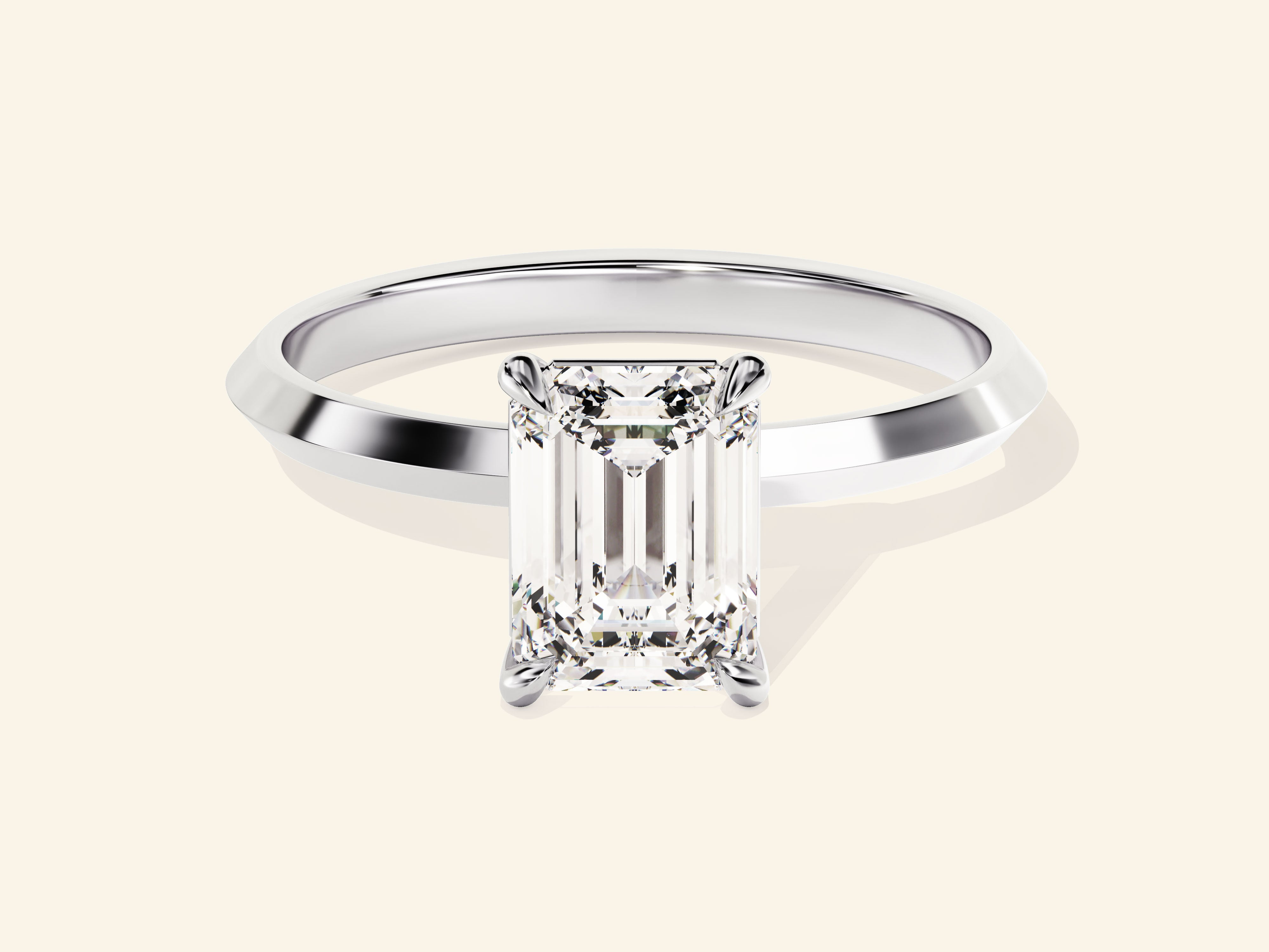 Knife Edge Emerald Engagement Ring