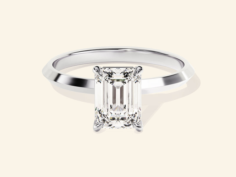 Knife Edge Emerald Engagement Ring