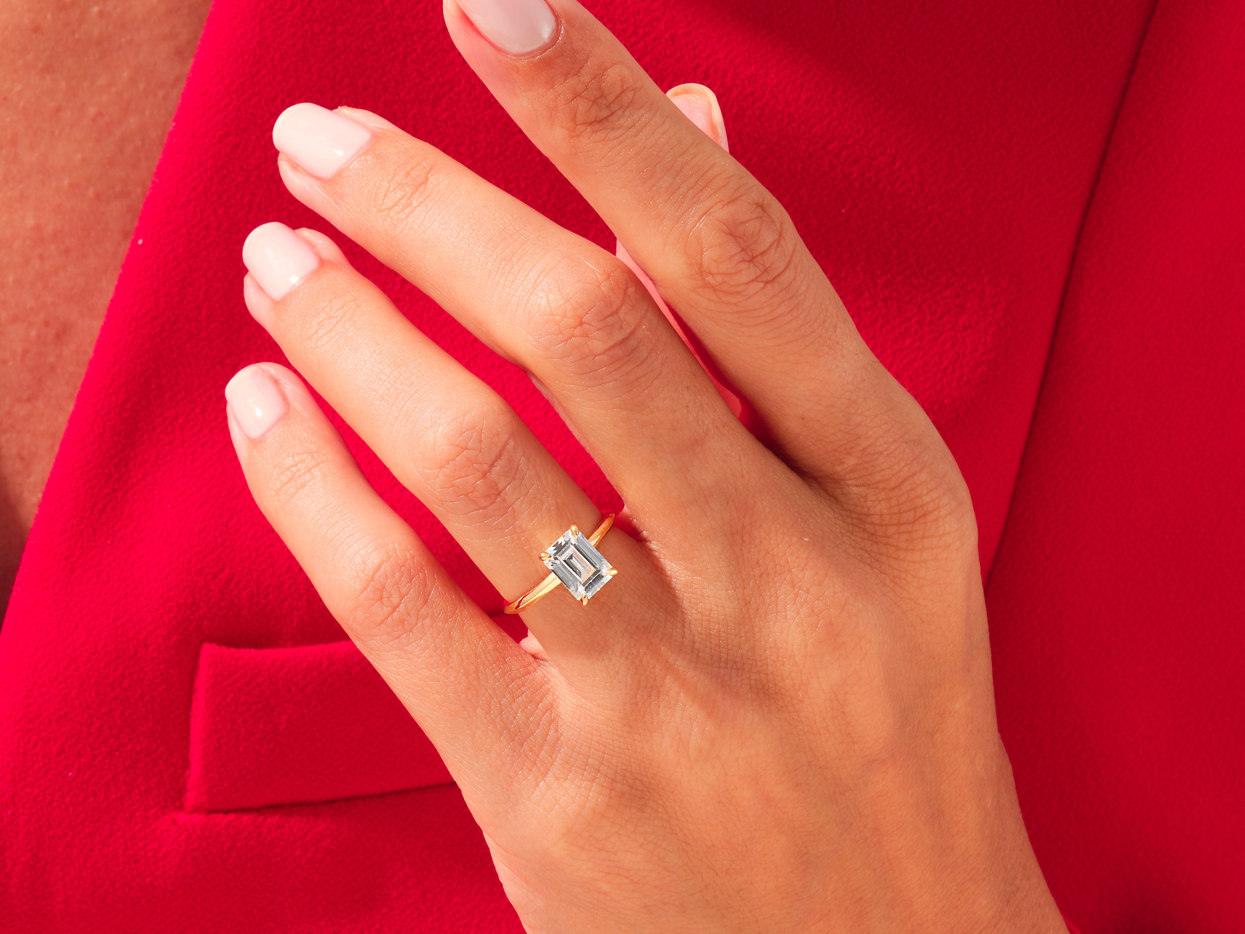 Knife Edge Emerald Engagement Ring