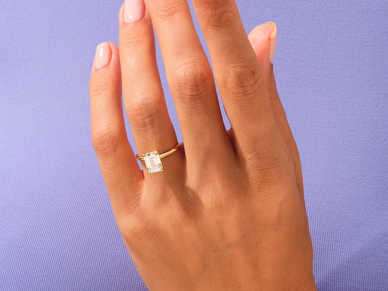Knife Edge Emerald Engagement Ring