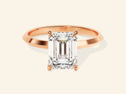 Knife Edge Emerald Engagement Ring
