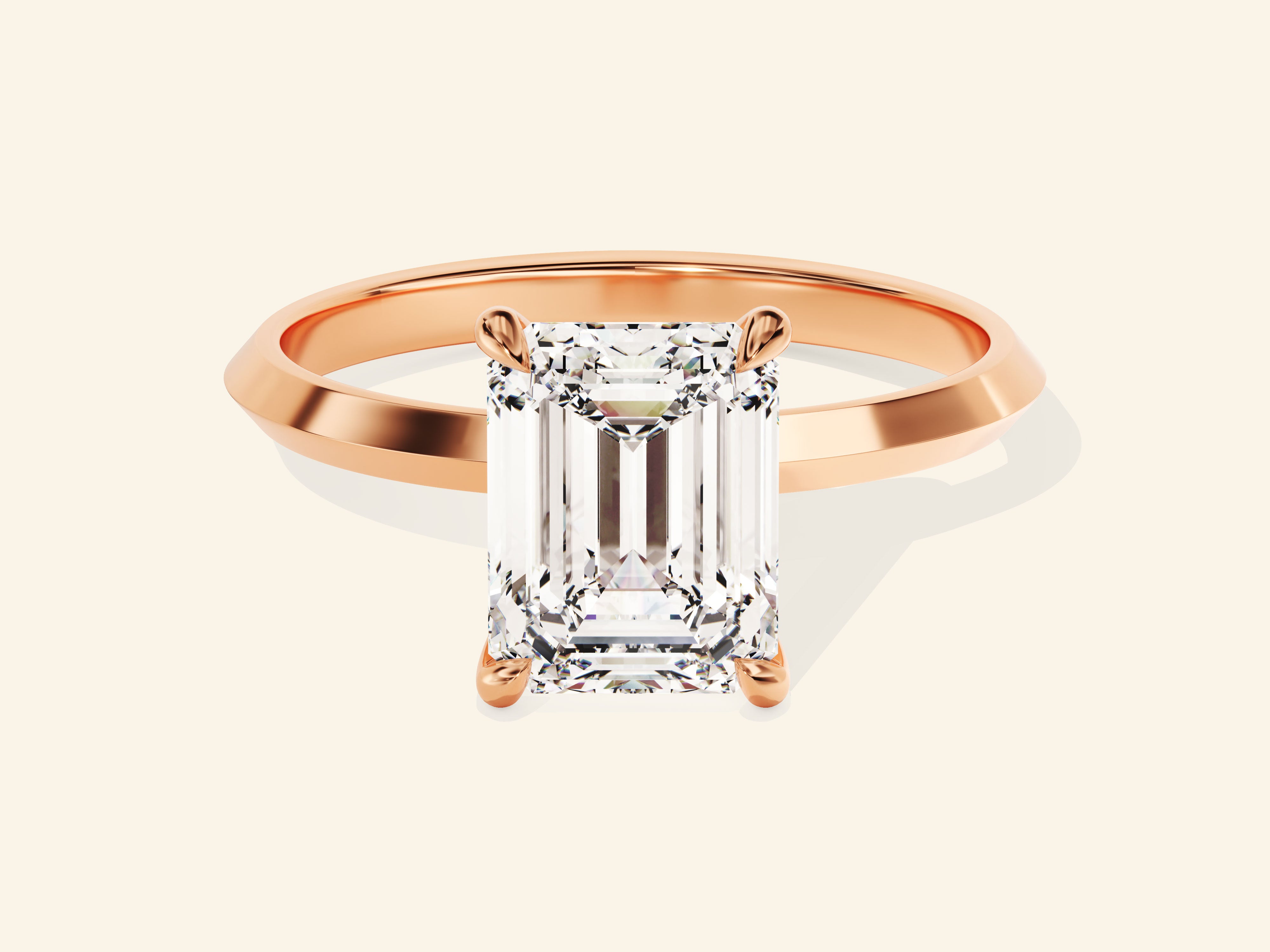 Knife Edge Emerald Engagement Ring