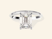 Knife Edge Emerald Engagement Ring