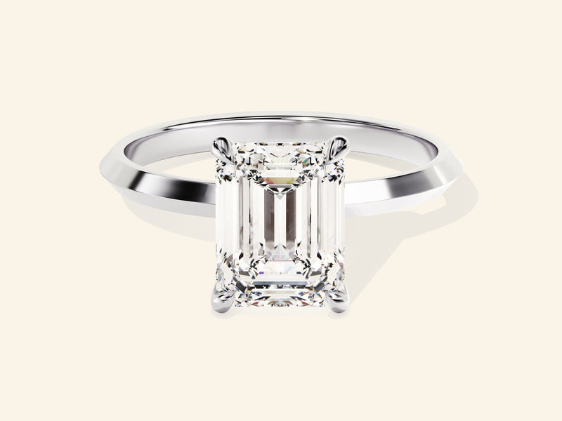 Knife Edge Emerald Engagement Ring