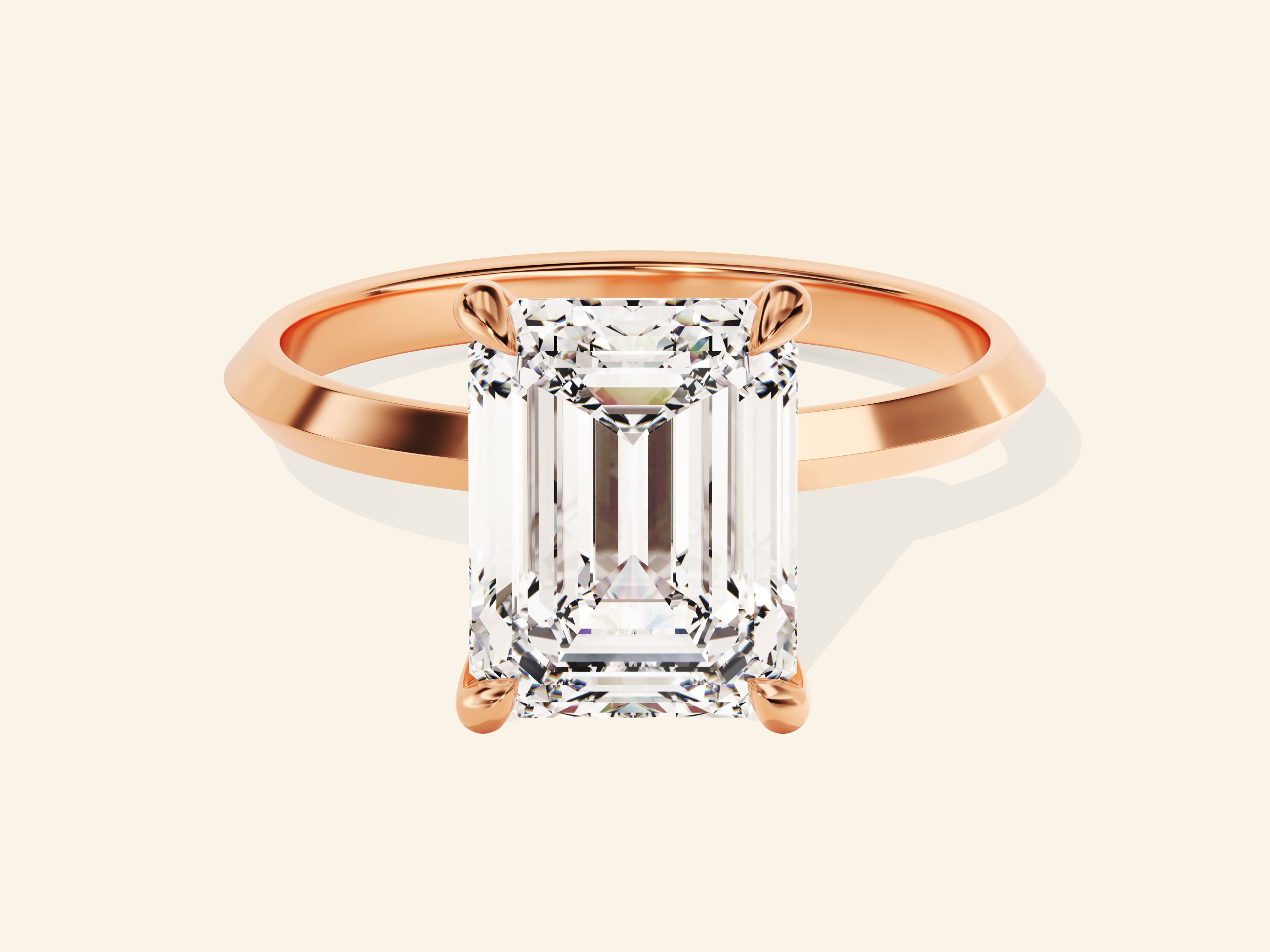 Knife Edge Emerald Engagement Ring