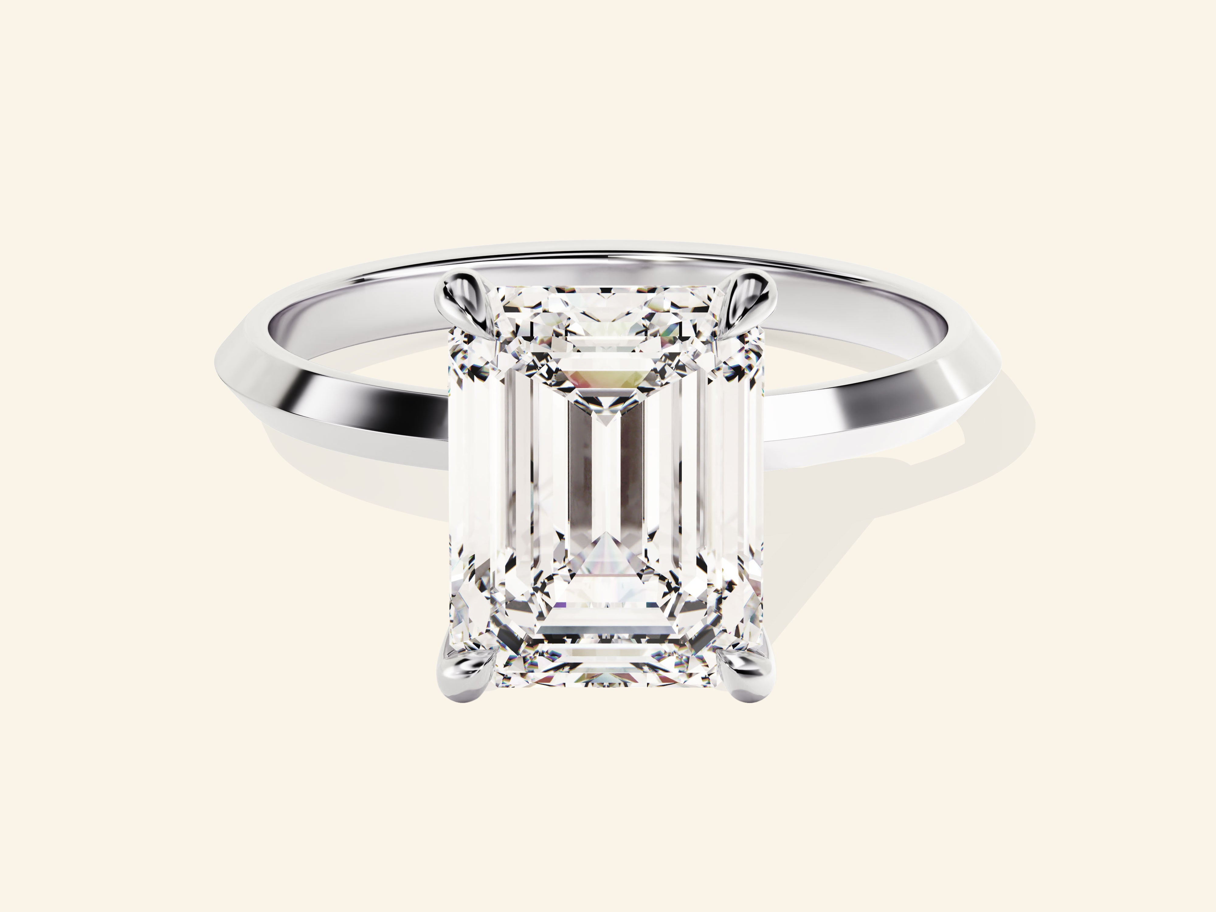 Knife Edge Emerald Engagement Ring