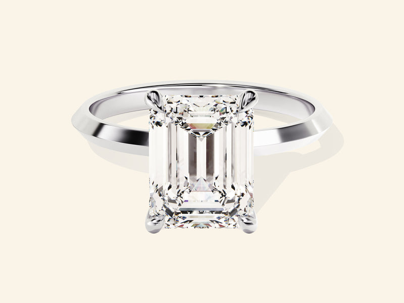 Knife Edge Emerald Engagement Ring