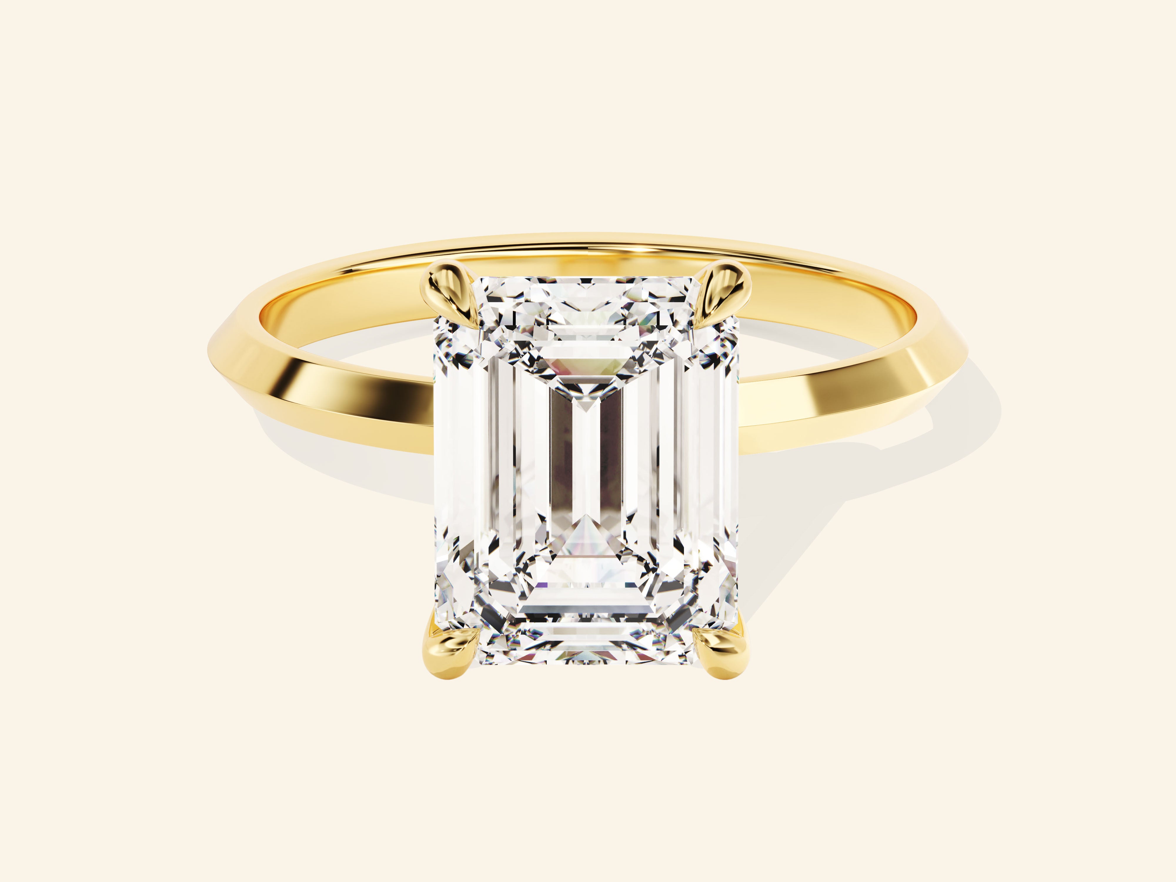 Knife Edge Emerald Engagement Ring